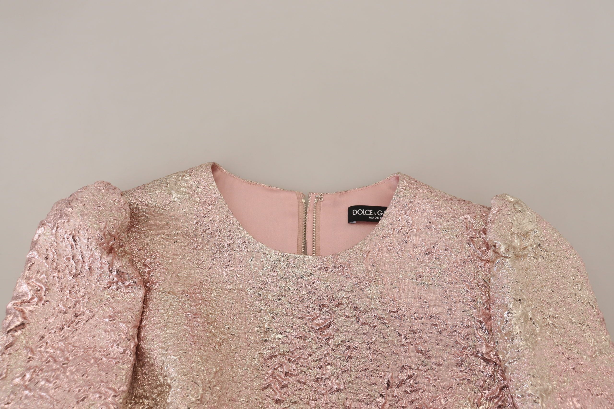 Dolce & Gabbana Pink Jaquard 3/4 Sleeve Sheath Midi Women's Dress