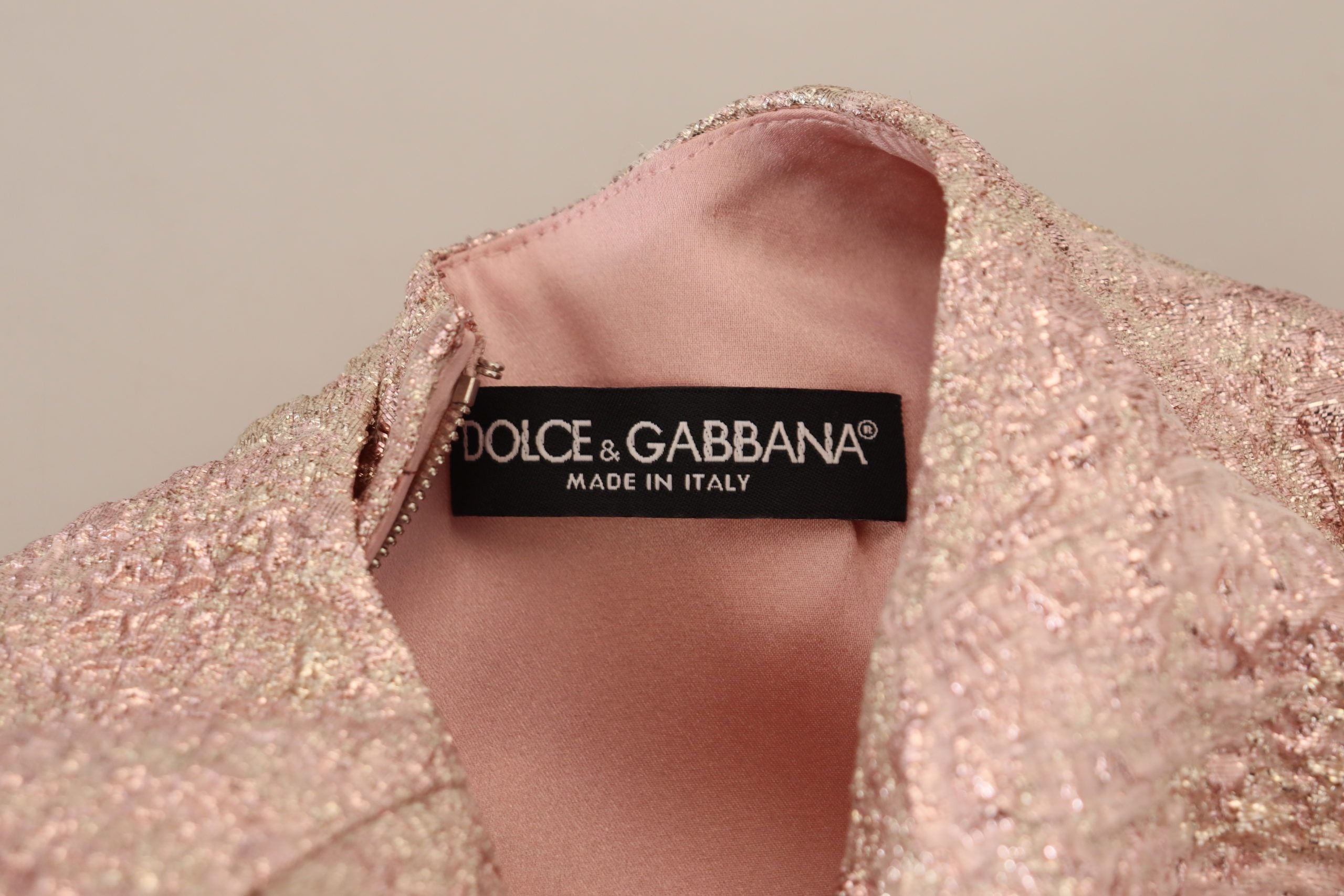 Dolce & Gabbana Pink Jaquard 3/4 Sleeve Sheath Midi Women's Dress
