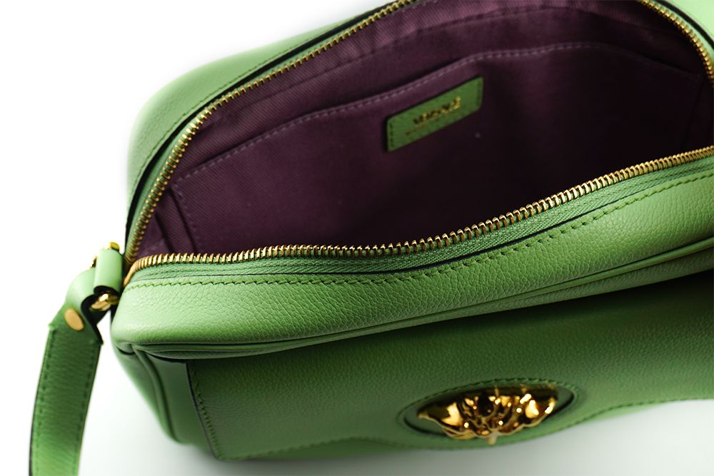Versace Elegant Mint Green Leather Camera Case Women's Bag