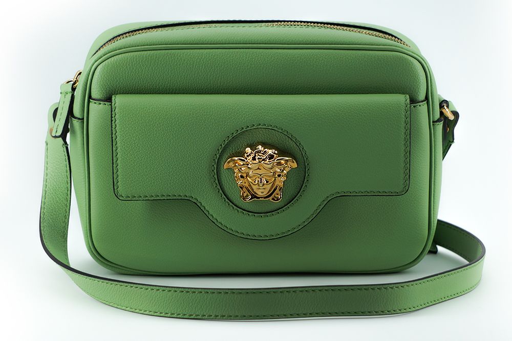 Versace Elegant Mint Green Leather Camera Case Women's Bag