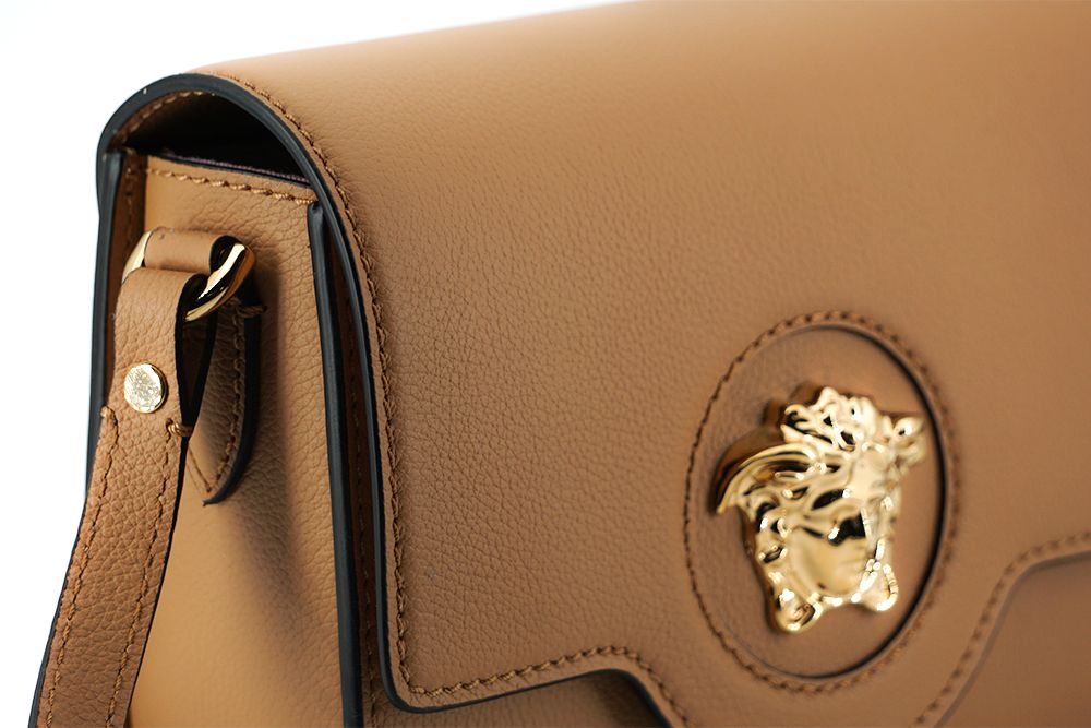 Versace Elegant Calf Leather Shoulder Bag in Women's Brown