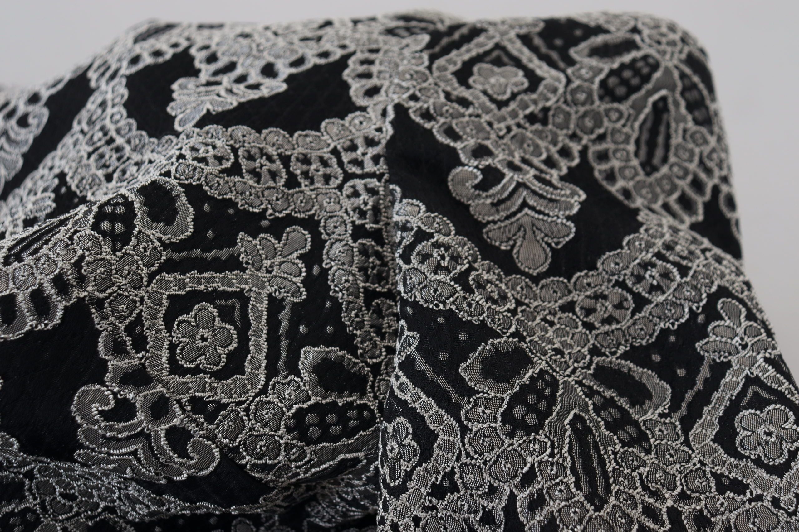 Dolce & Gabbana Black Gray Jacquard Sheath Bodycon Women's Dress