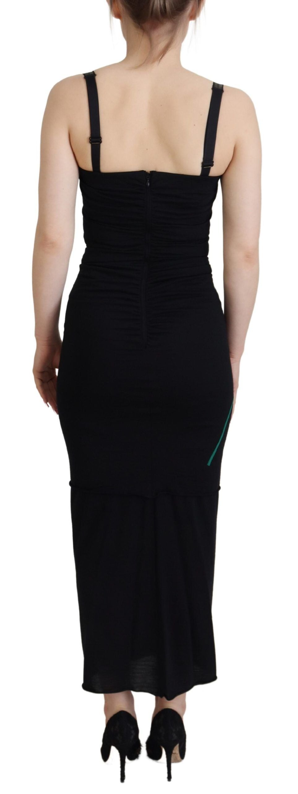 Dolce & Gabbana Elegant Embroidered Wool Bodycon Women's Dress