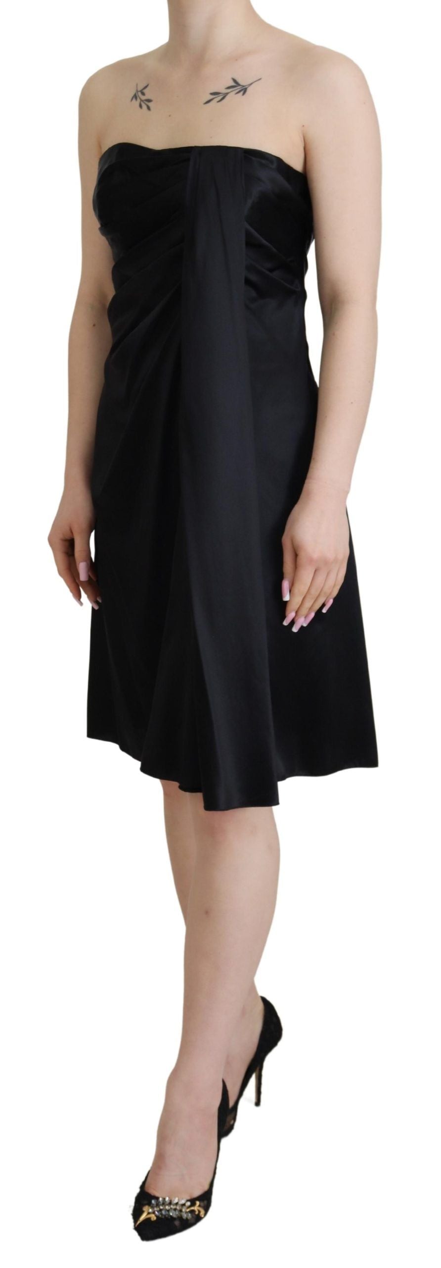 Dolce & Gabbana Black Silk Shift Short Mini Party Women's Dress