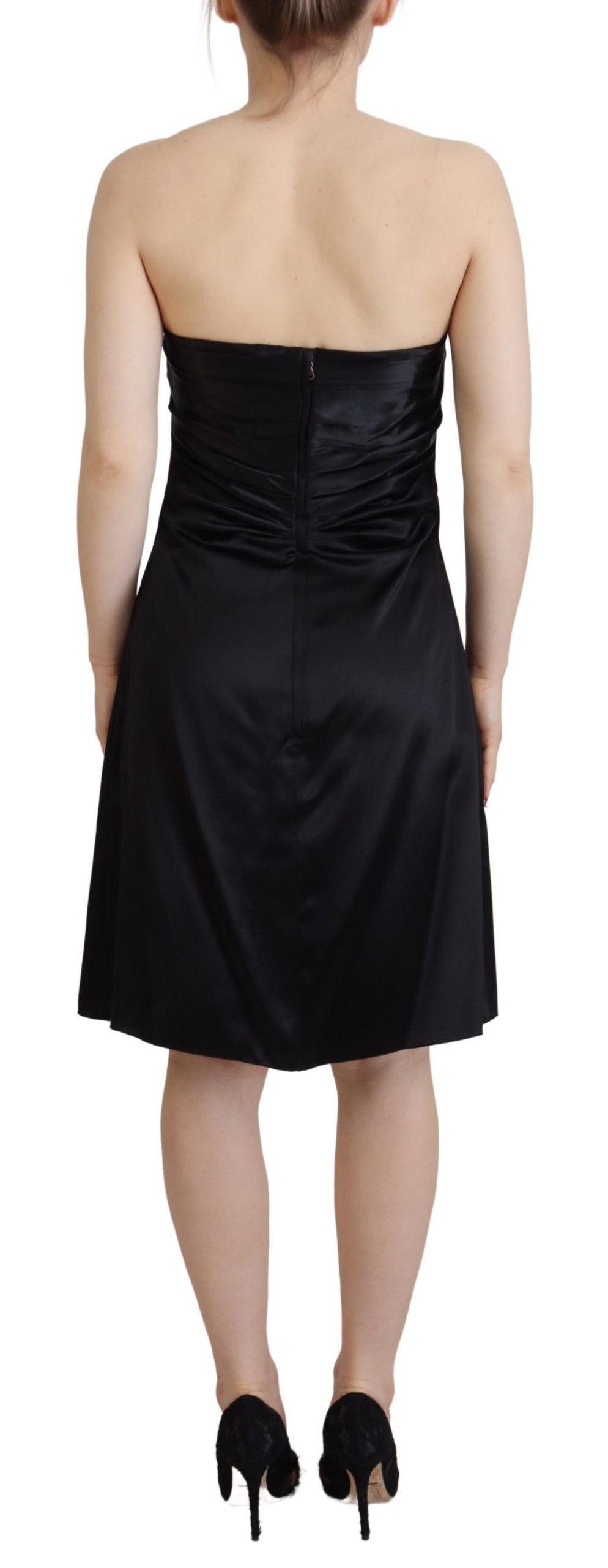 Dolce & Gabbana Black Silk Shift Short Mini Party Women's Dress