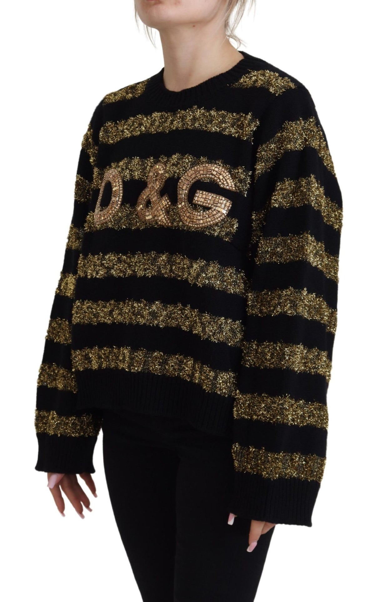 Dolce & Gabbana Black Gold D&G Crystal Cashmere Women's Sweater