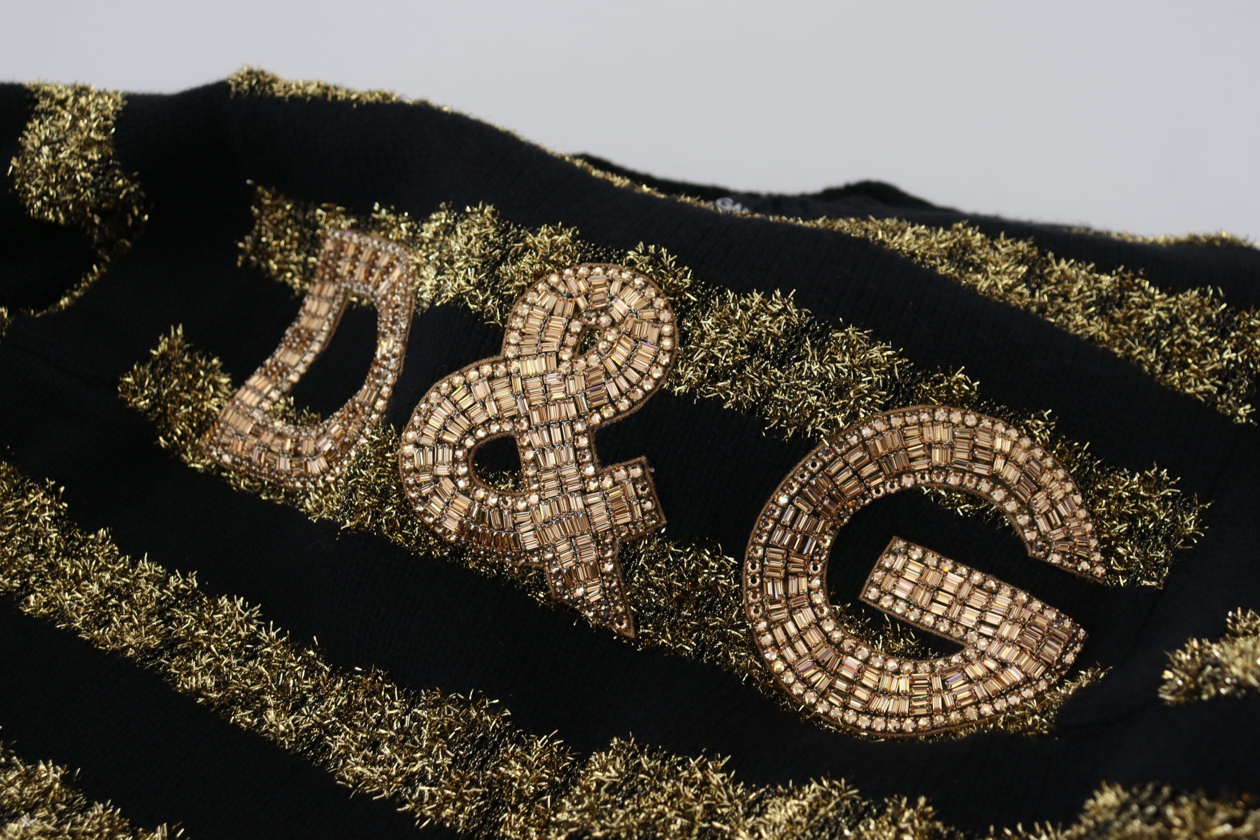 Dolce & Gabbana Black Gold D&G Crystal Cashmere Women's Sweater