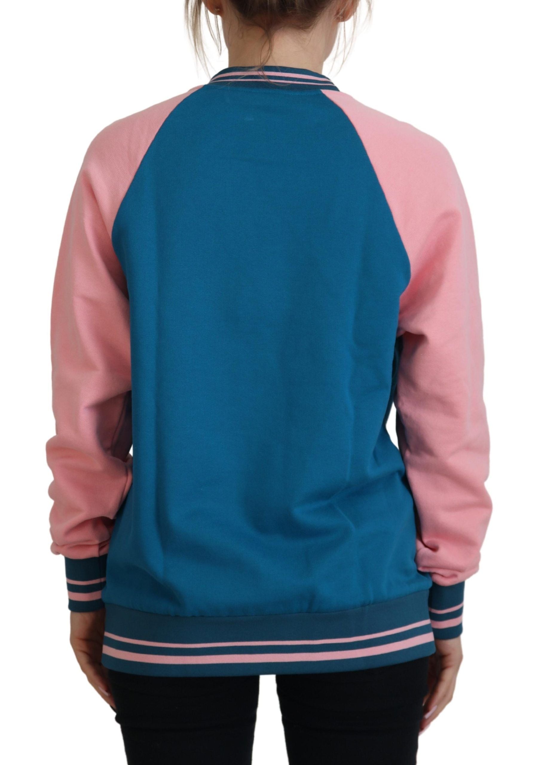 Dolce & Gabbana Blue Pink Queen Sequin Crystal Women's Sweater