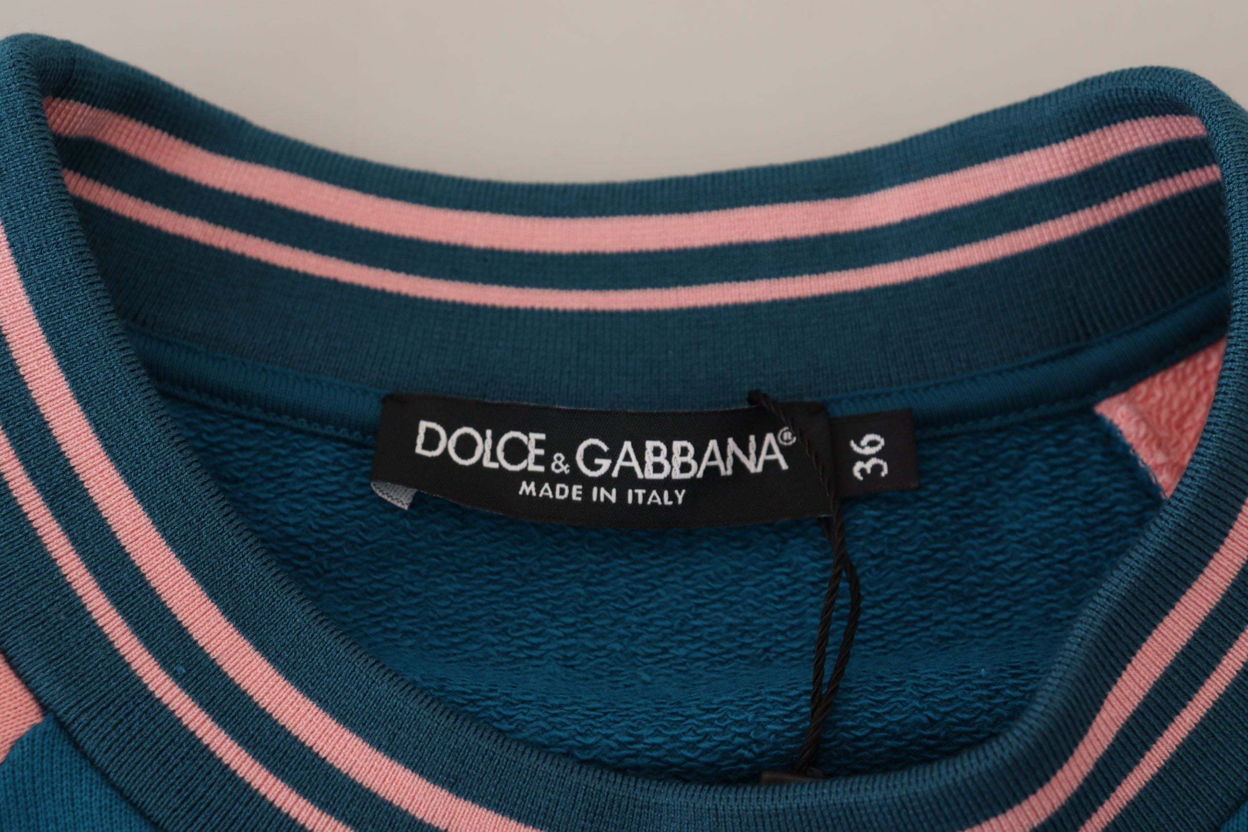 Dolce & Gabbana Blue Pink Queen Sequin Crystal Women's Sweater