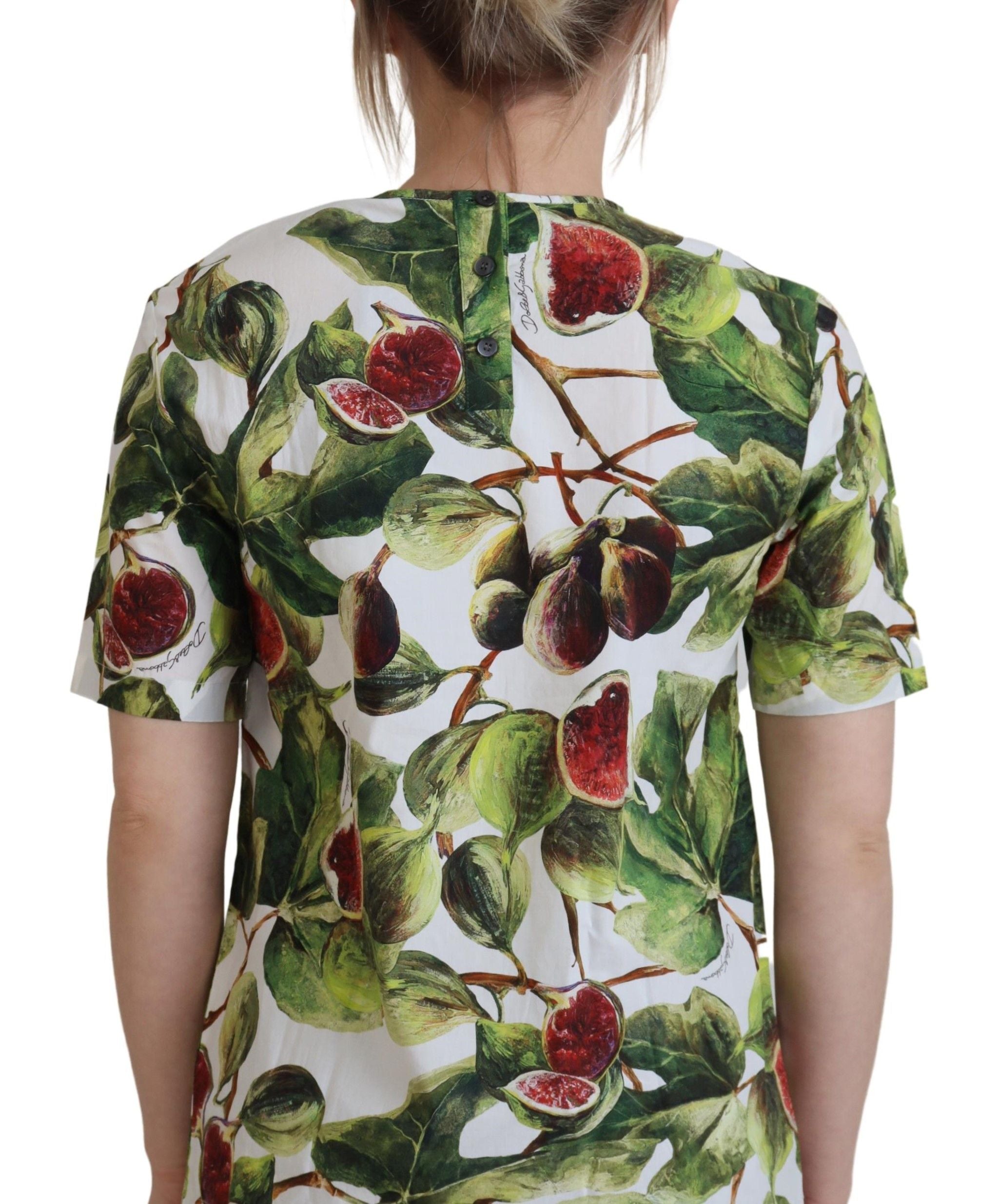 Dolce & Gabbana Crew-neck Cotton Top Blouse Fruit Women's T-shirt