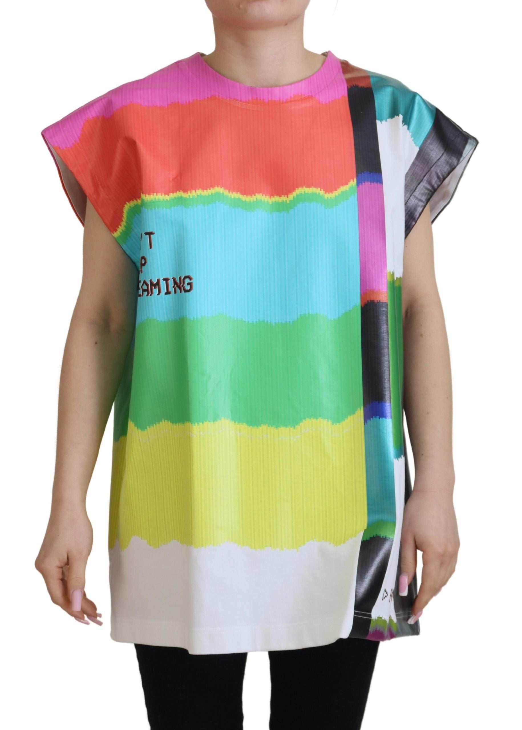 Dolce & Gabbana Multicolor TV Print Blouse Cotton Women's T-shirt