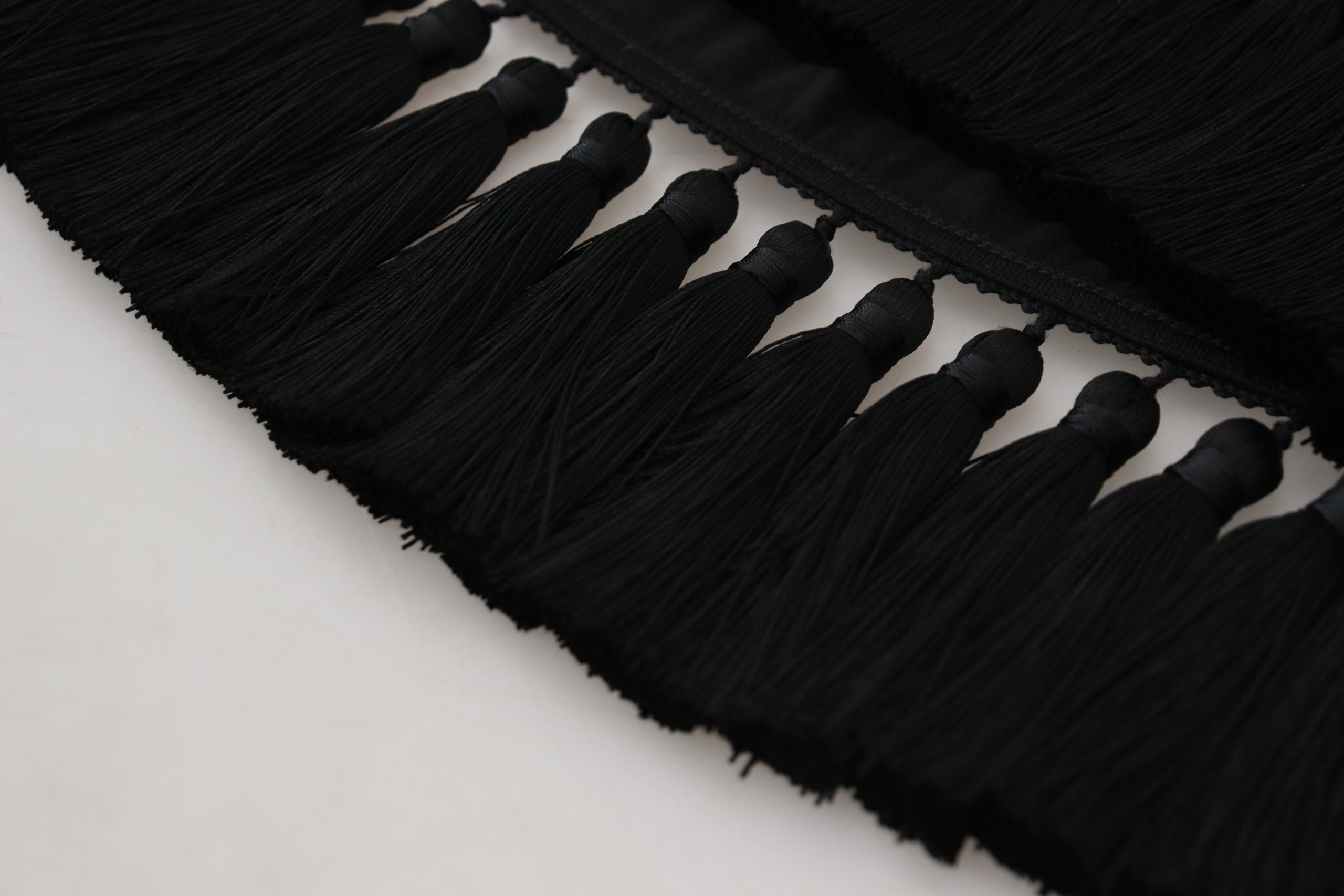 Dolce & Gabbana Black T-shirt Women's Tassle Cotton Women's Blouse