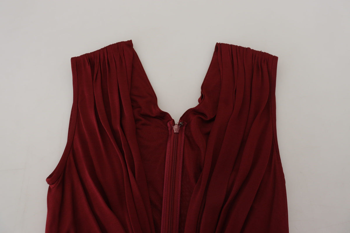 Dolce & Gabbana Bordeaux Silk Stretch Top Vest Women's Blouse