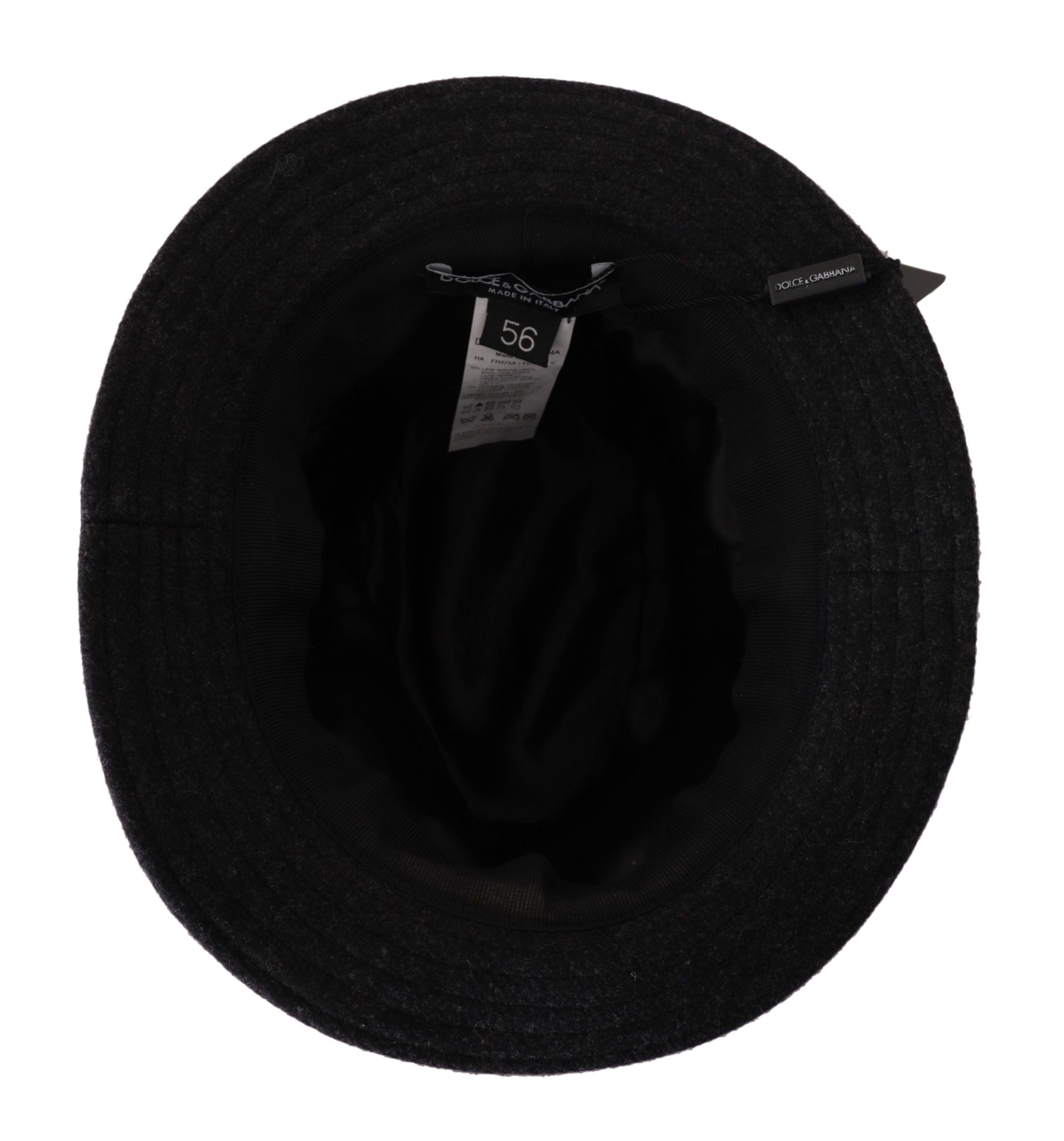 Dolce & Gabbana Gray Virgin Wool Logo Fedora Trilby Cappello Women's Hat