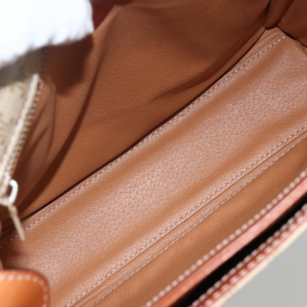 Celine Vintage Macadam Circle Logo Canvas And Leather Beige Canvas Shoulder Bag Bag (Pre-Owned)