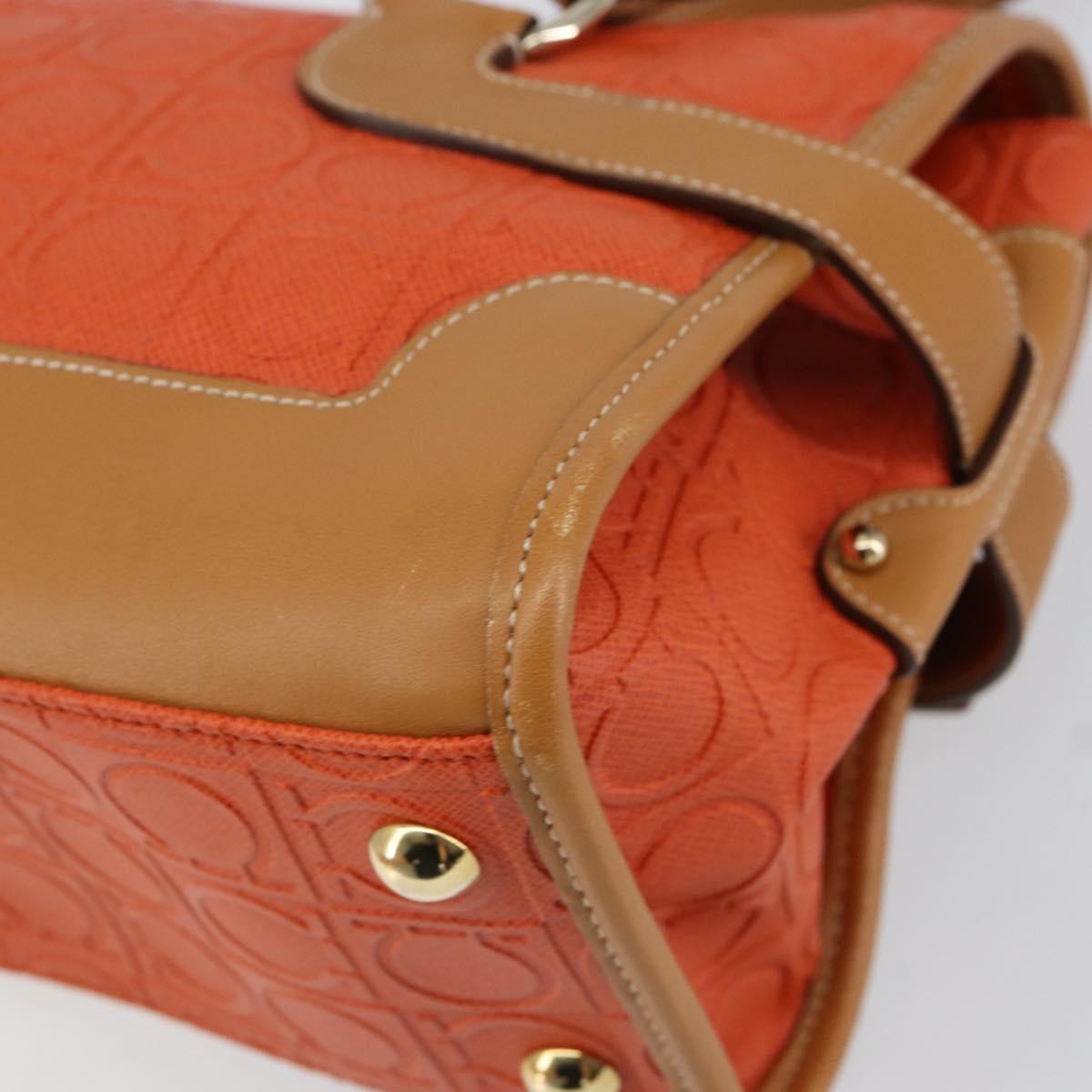Salvatore Ferragamo Gancini Canvas Orange Pvc Shoulder Bag Bag (Pre-Owned)
