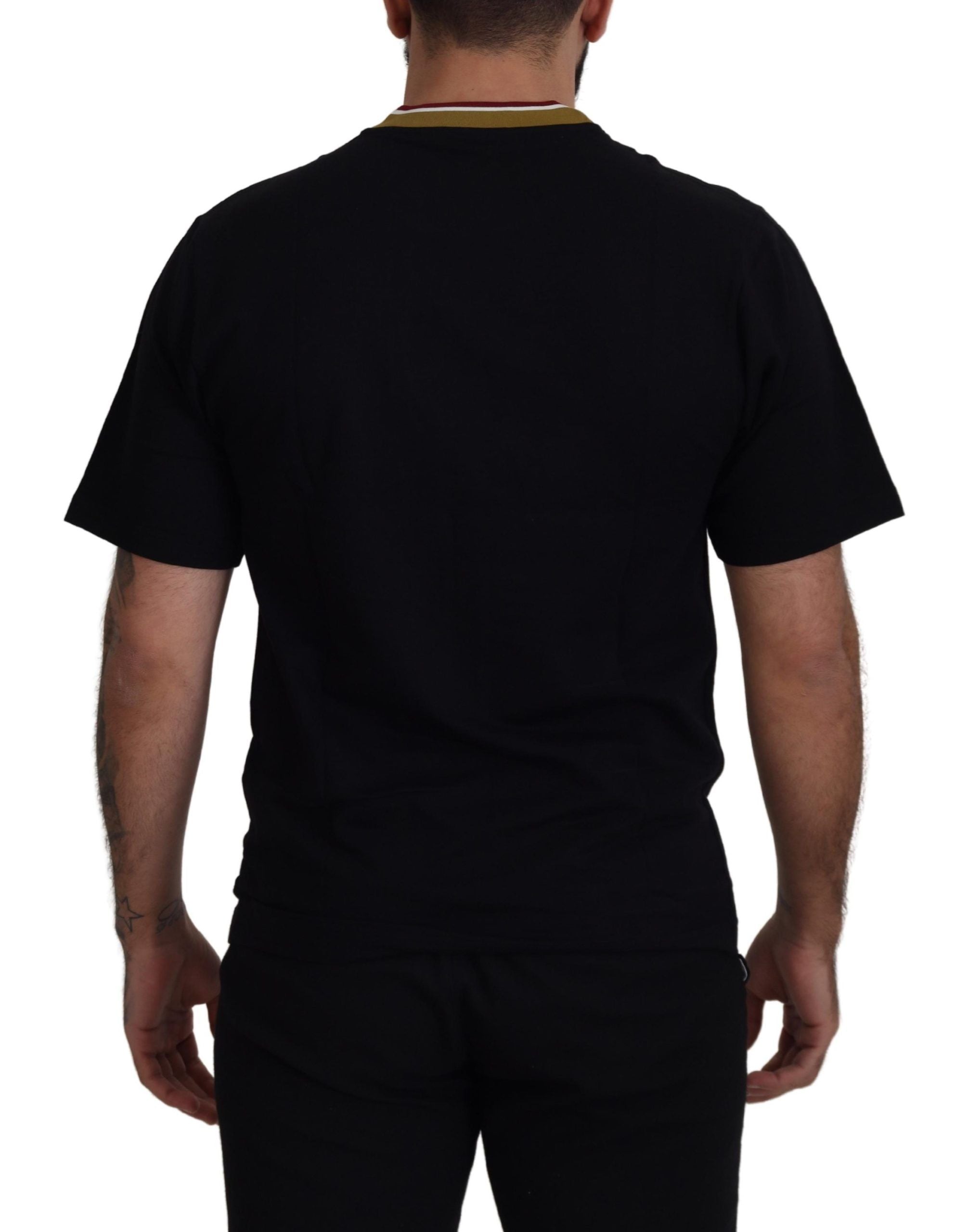 Dolce & Gabbana Black Cotton Embroidered Crewneck Men's T-shirt