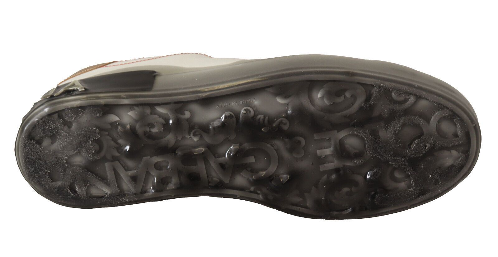 Dolce & Gabbana White Gold Leather Low Top Sneakers Casual Men's Shoes