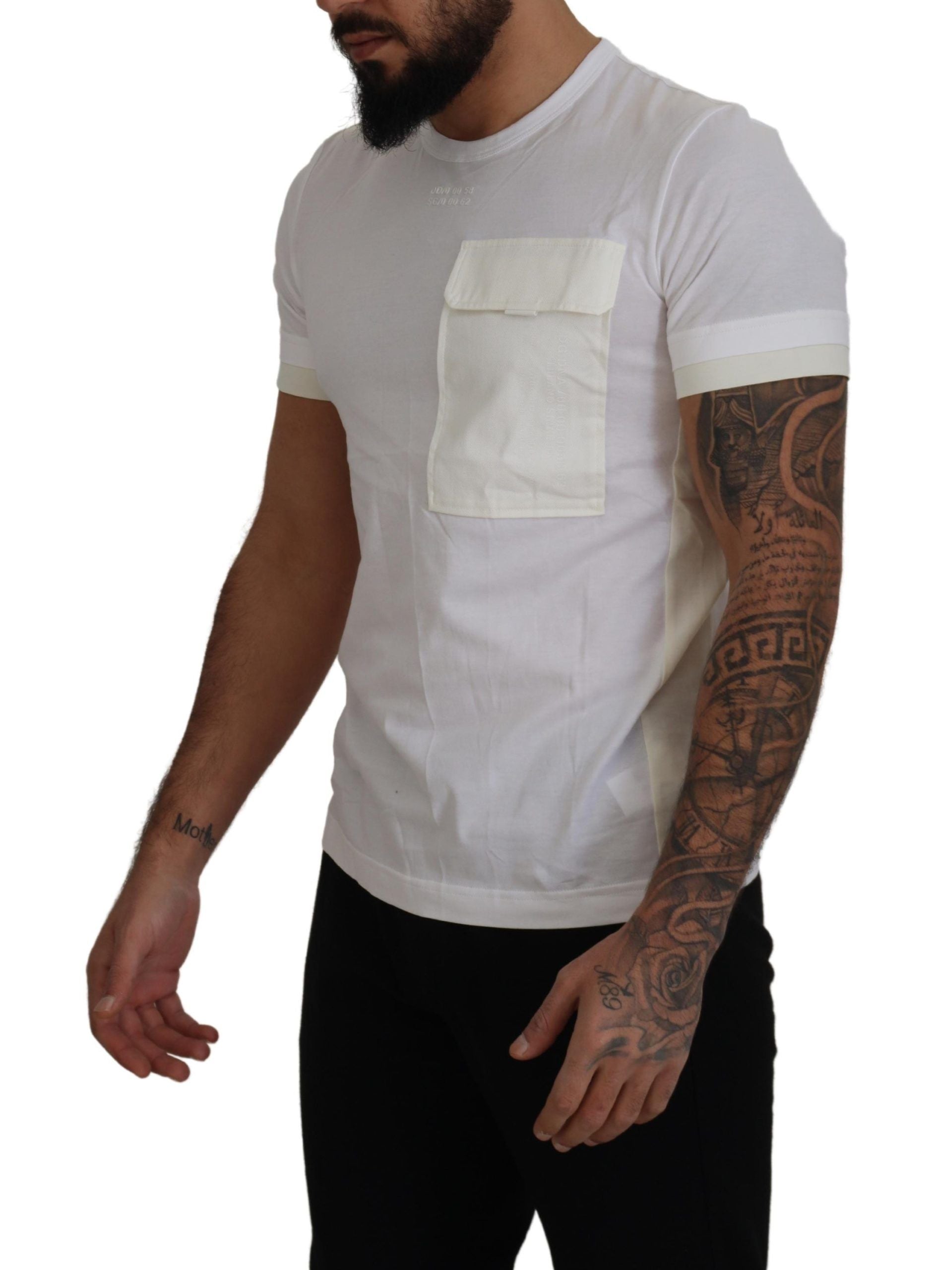 Dolce & Gabbana Elegant White Cotton Tee with DG Chest Men's Pocket