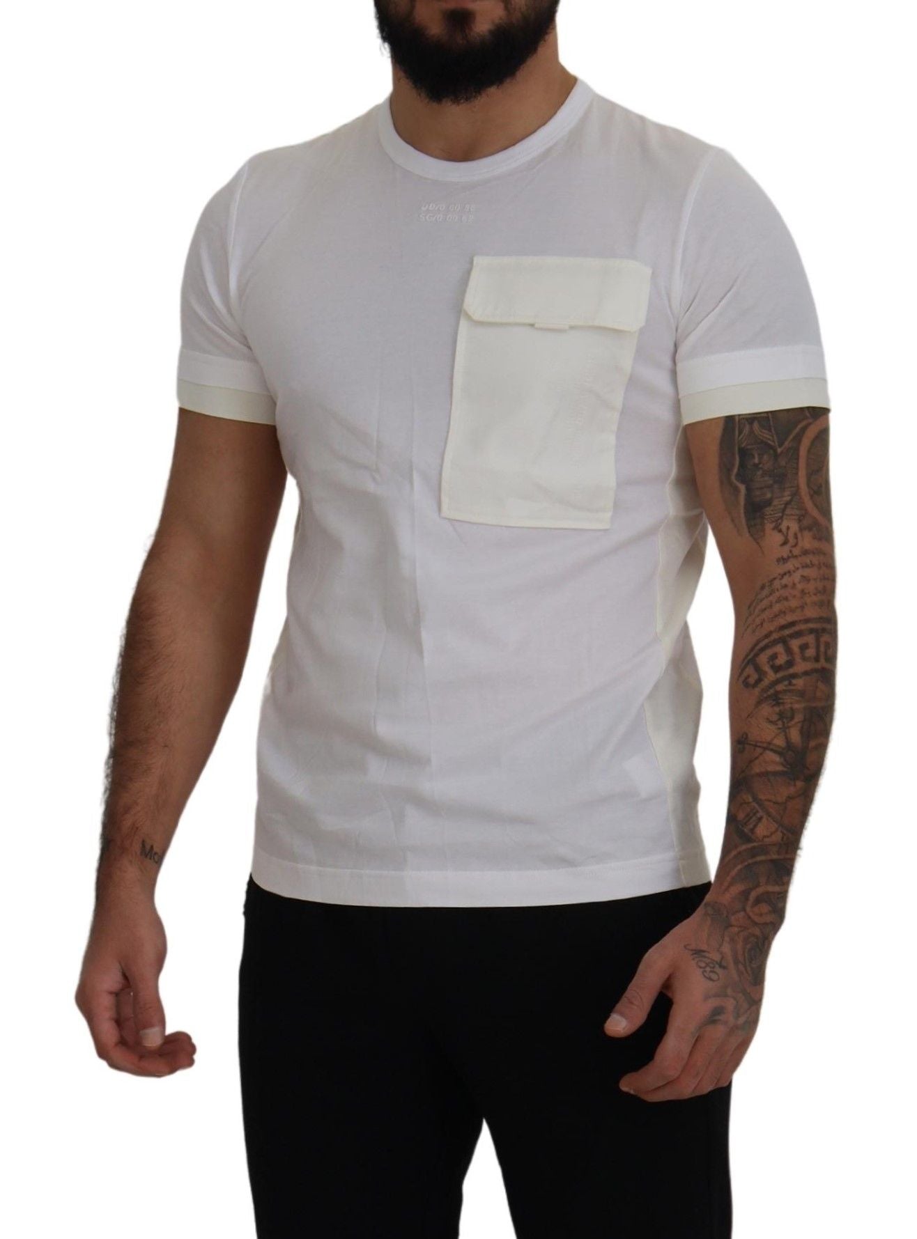 Dolce & Gabbana Elegant White Cotton Tee with DG Chest Men's Pocket