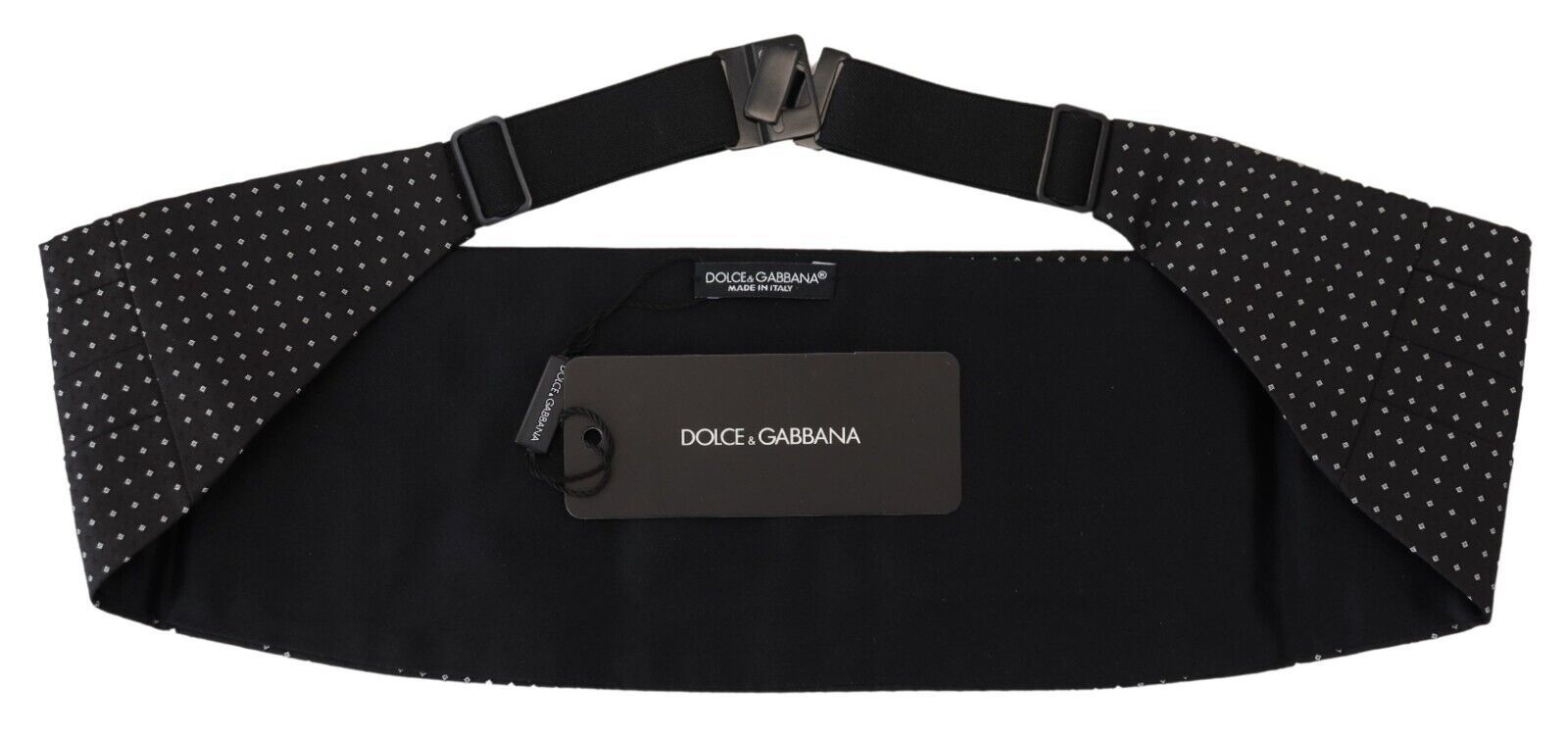Dolce & Gabbana Black Polka Dot Wide Waist Men Belt Men's Cummerband