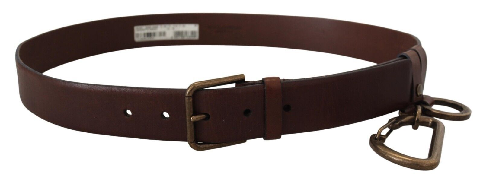 Dolce & Gabbana Brown Leather Gold Metal Buckle Carabiner Men's Belt