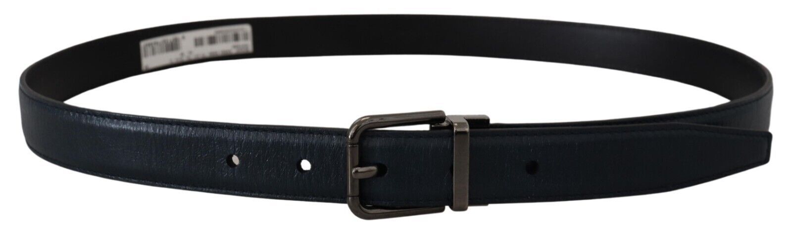 Dolce & Gabbana Blue Leather Silver Metal Buckle Vintage Men's Belt