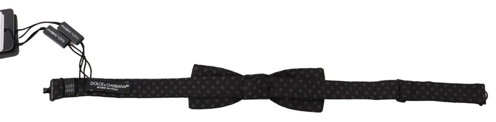 Dolce & Gabbana Black Pattern Silk Adjustable Neck Papillon Bow Men's Tie