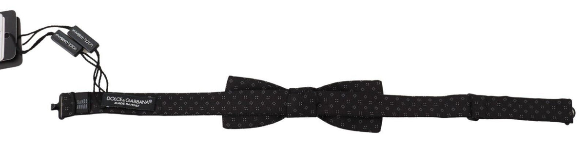 Dolce & Gabbana Black Pattern Silk Adjustable Neck Papillon Bow Men's Tie