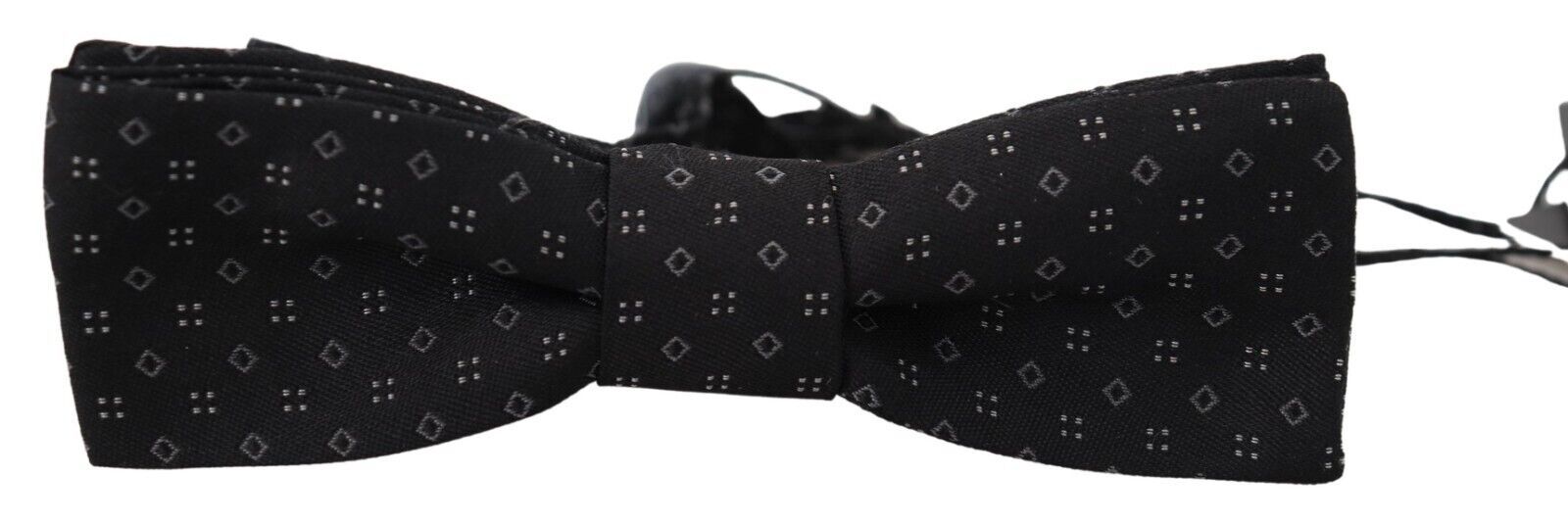 Dolce & Gabbana Black Pattern Silk Adjustable Neck Papillon Bow Men's Tie