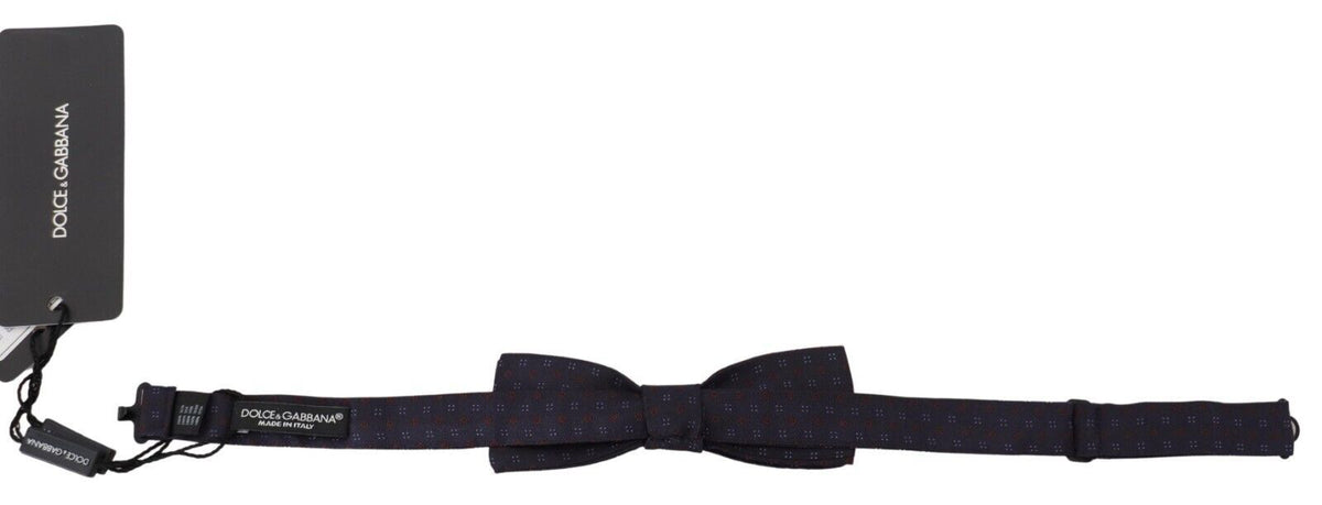 Dolce & Gabbana Blue Pattern Silk Adjustable Neck Papillon Bow Men's Tie