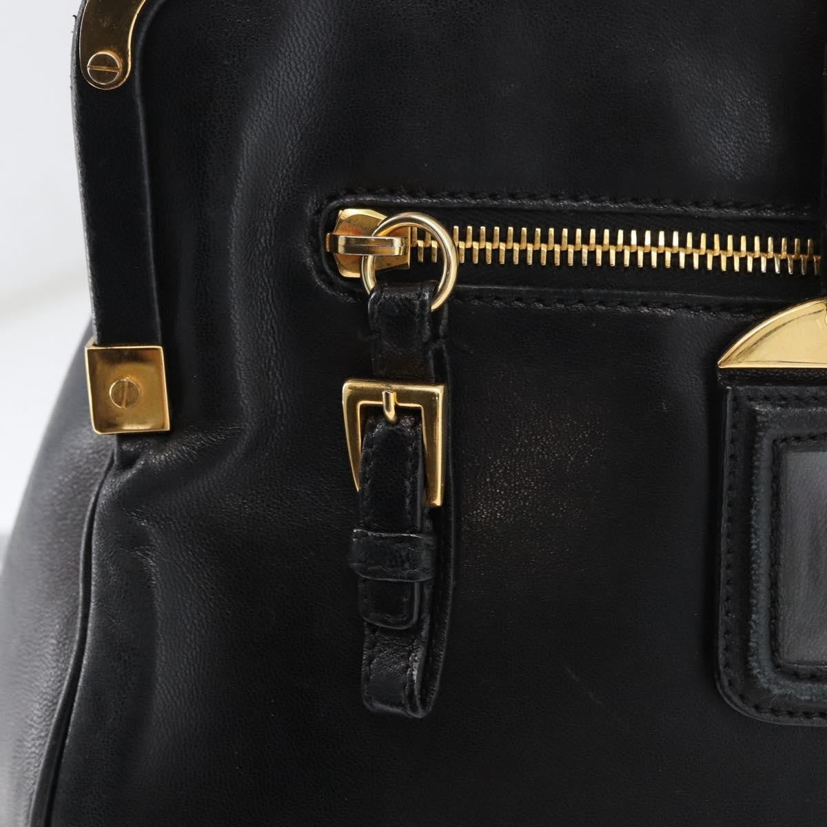 Prada Tote Leather Black Leather Tote Bag Bag (Pre-Owned)