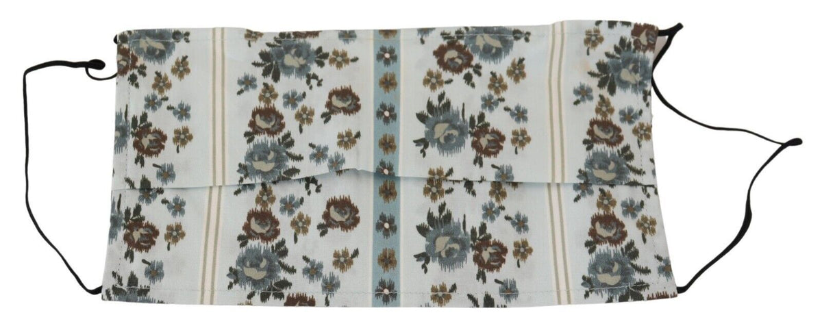 Dolce & Gabbana White Floral Cotton Pleated Elastic Ear Strap Face Women's Mask