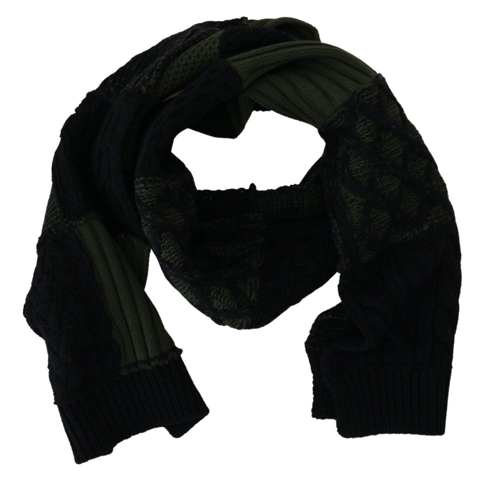 Dolce & Gabbana Black Green Knitted Men Neck Wrap Shawl Men's Scarf