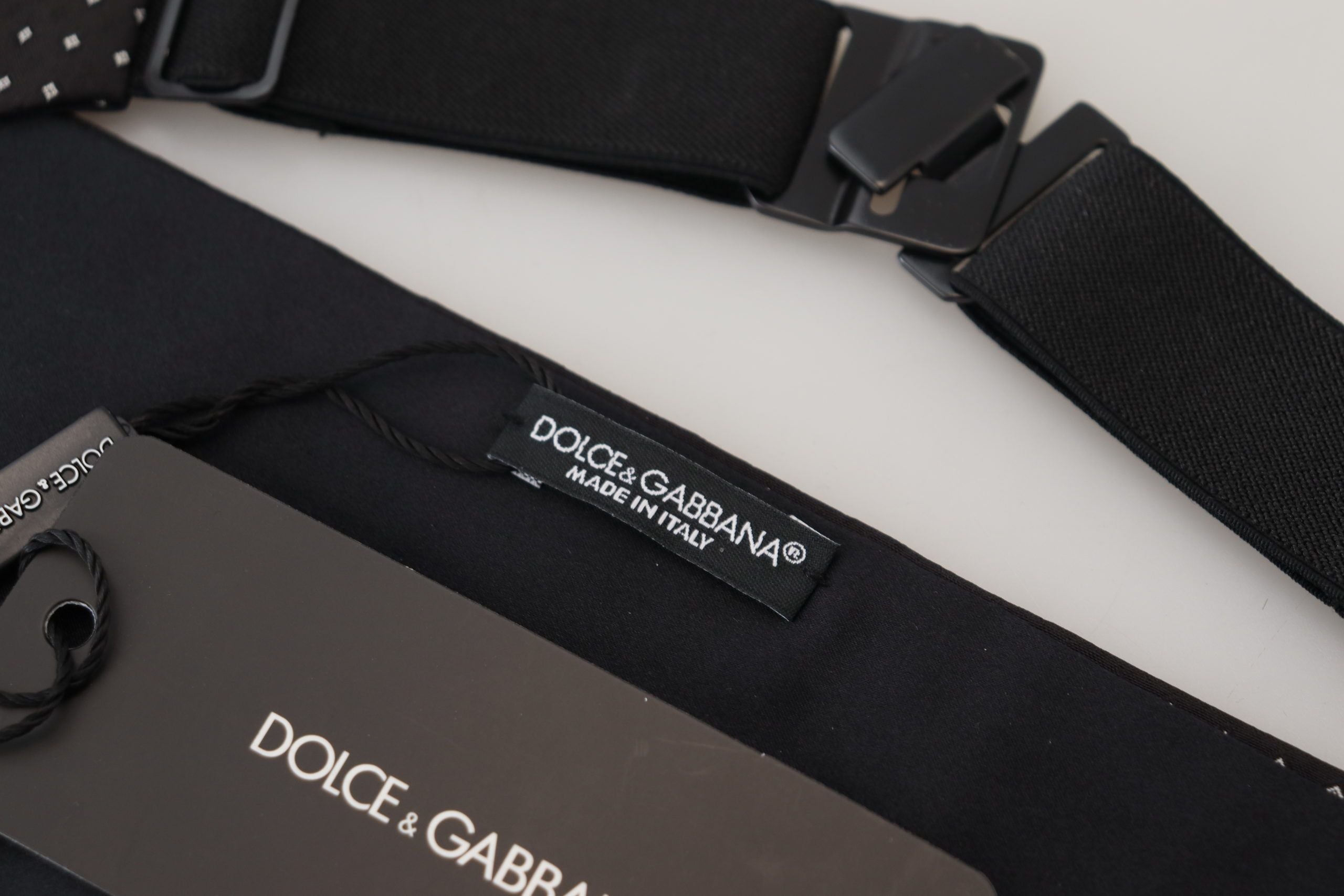 Dolce & Gabbana Black Polka Dot Wide Waist Men Belt Men's Cummerband