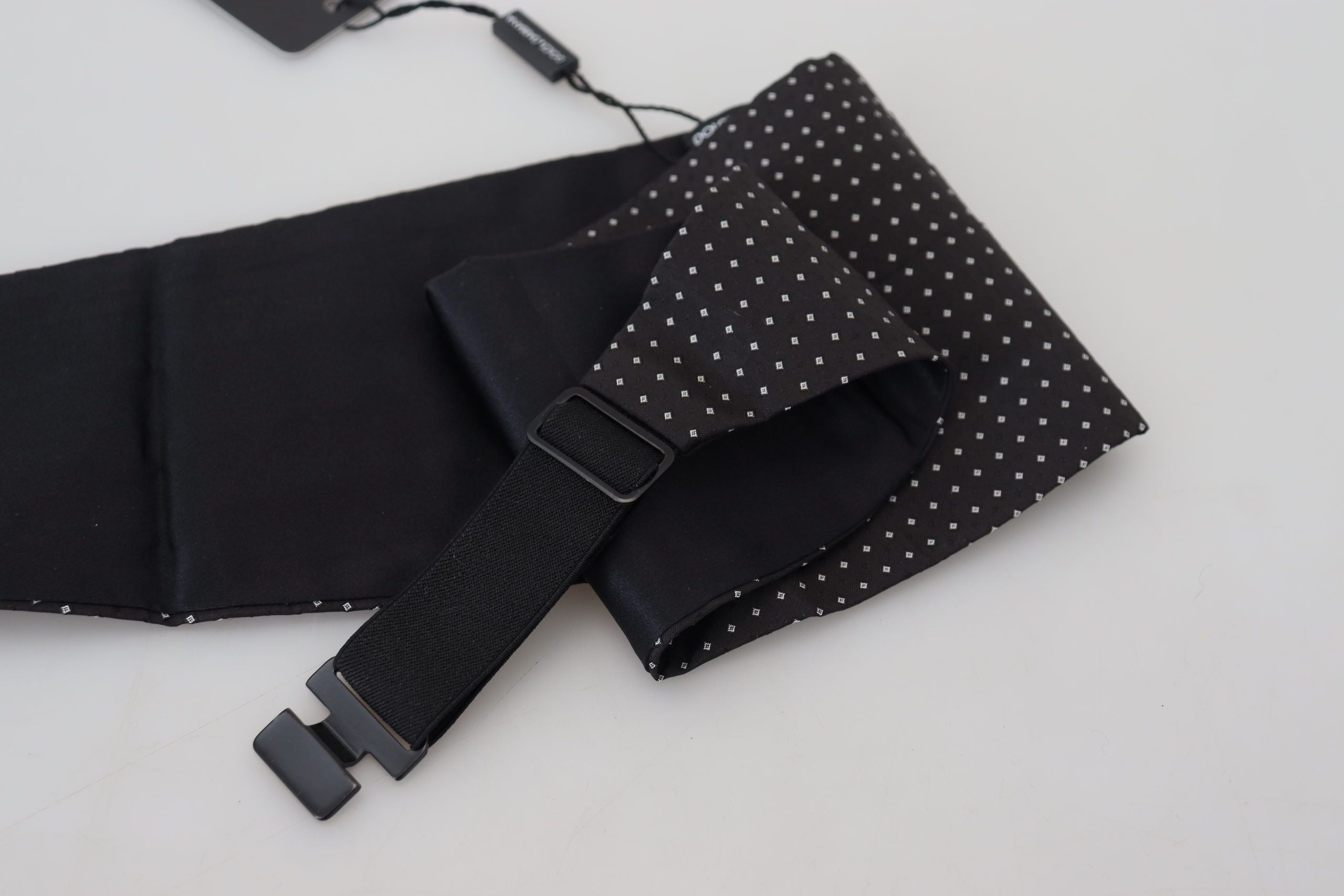 Dolce & Gabbana Black Polka Dot Wide Waist Men Belt Men's Cummerband