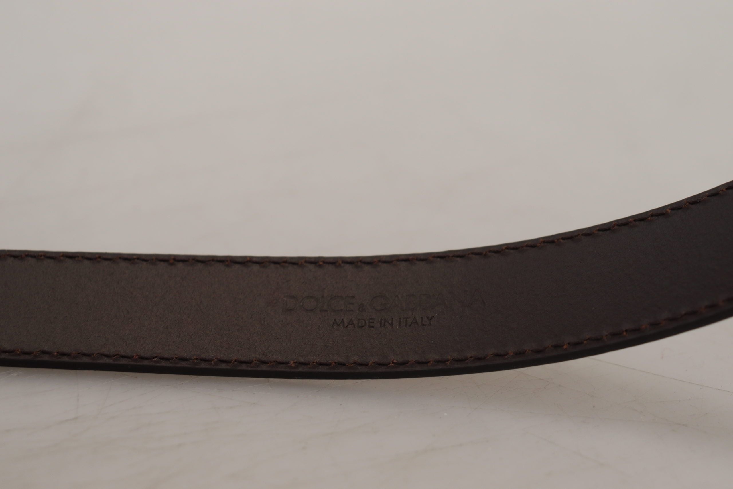 Dolce & Gabbana Gold Leather Silver Square Metal Buckle Men's Belt