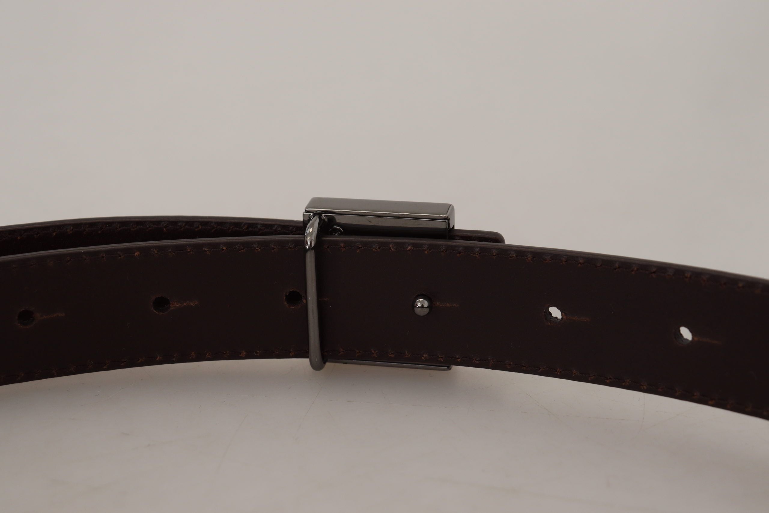 Dolce & Gabbana Gold Leather Silver Square Metal Buckle Men's Belt