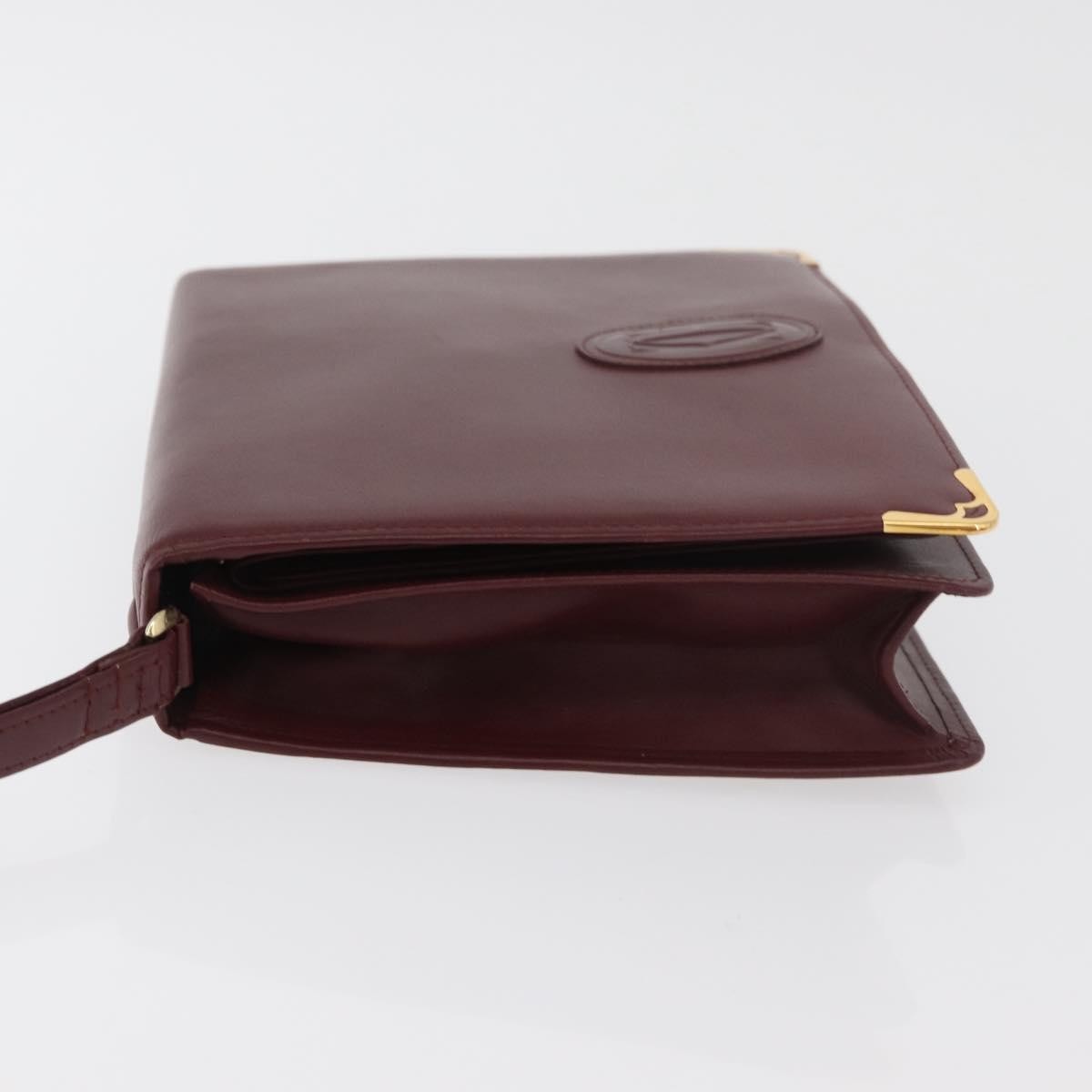 Cartier Must De Cartier Clutch Leather Burgundy Leather Clutche & Pouche Bag (Pre-Owned)