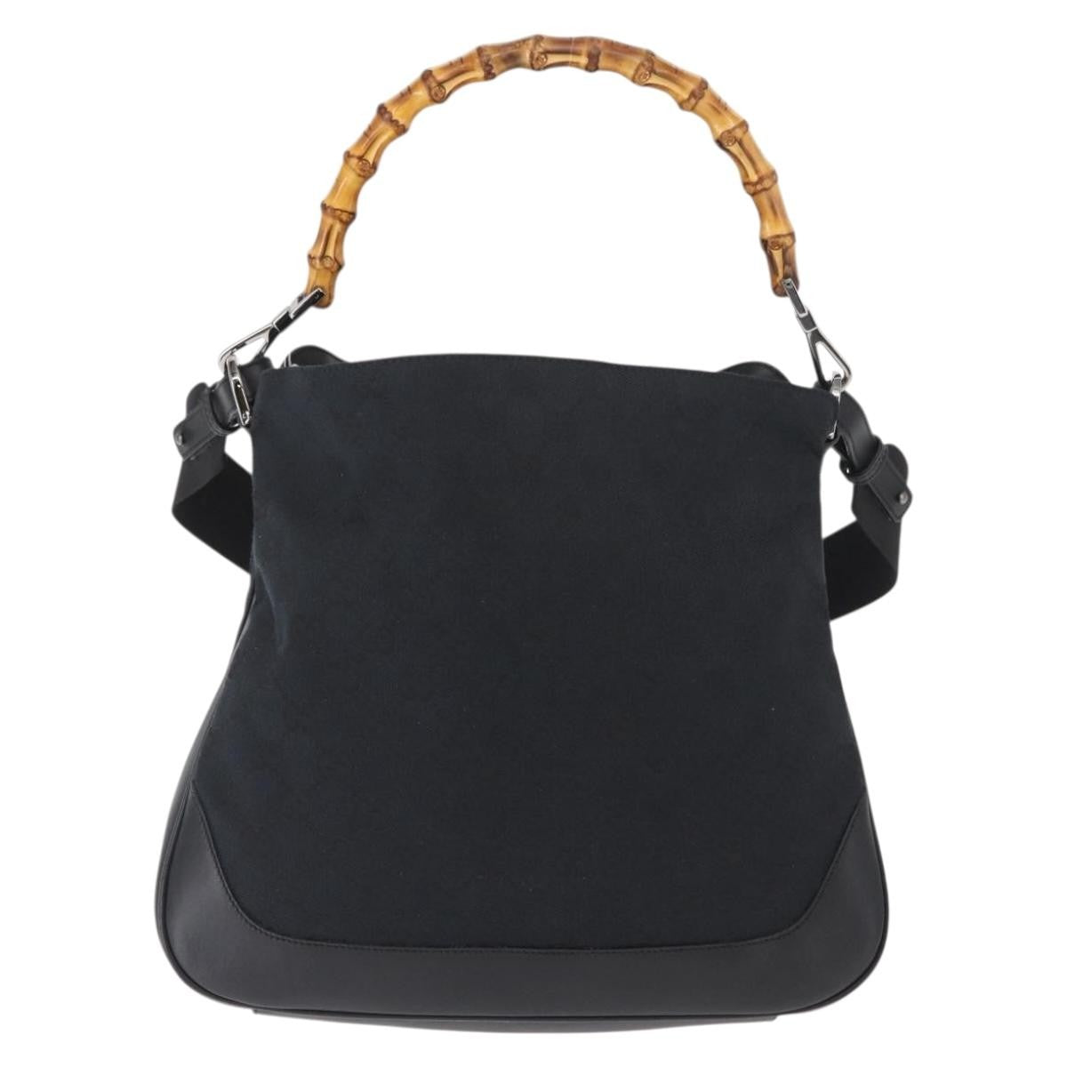 Gucci Diana Bamboo Gg Canvas Black Canvas Shoulder Bag Bag (Pre-Owned)