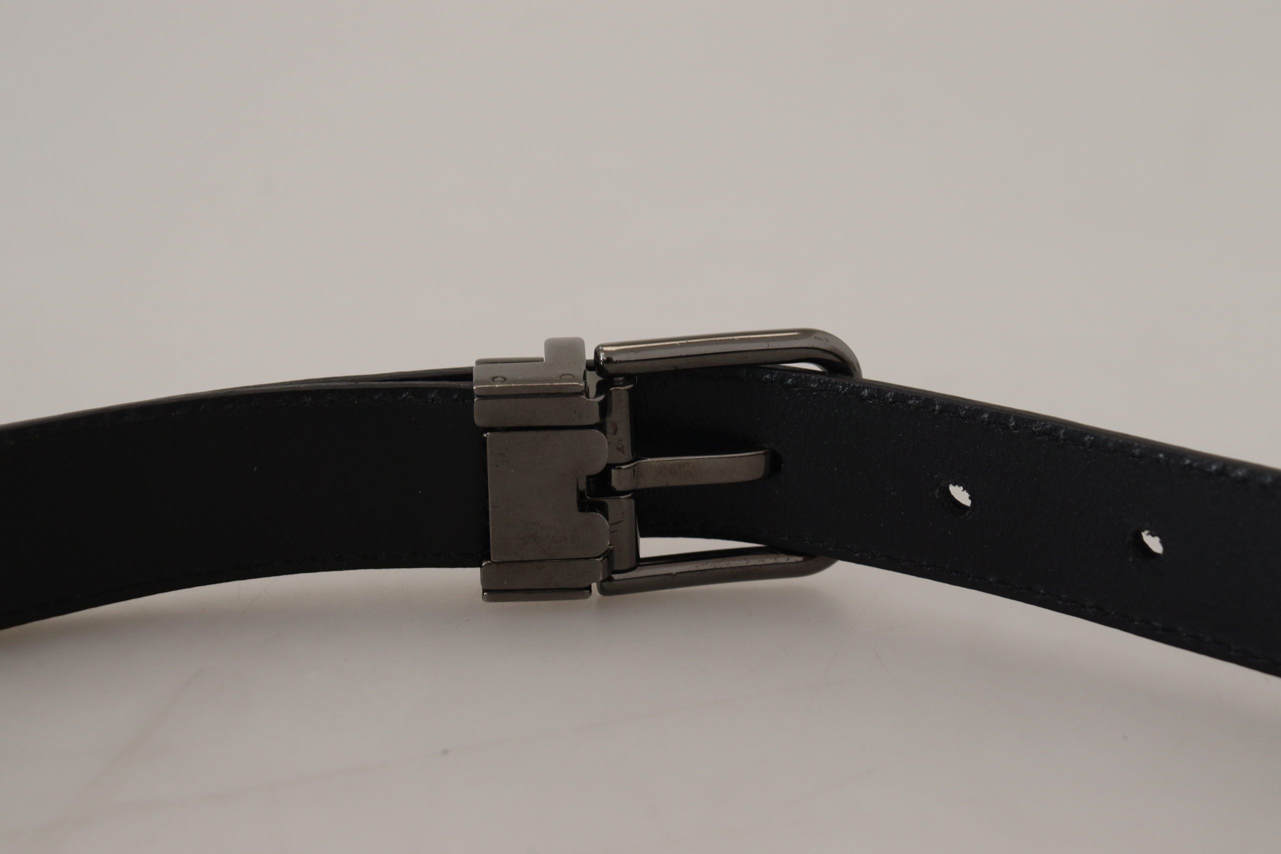 Dolce & Gabbana Blue Leather Silver Metal Buckle Vintage Men's Belt