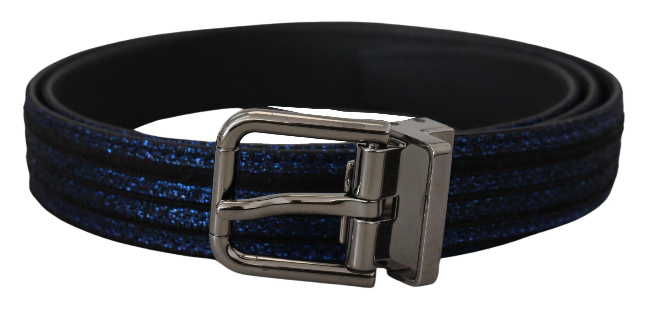 Dolce & Gabbana Elegant Blue Jacquard Leather Men's Belt