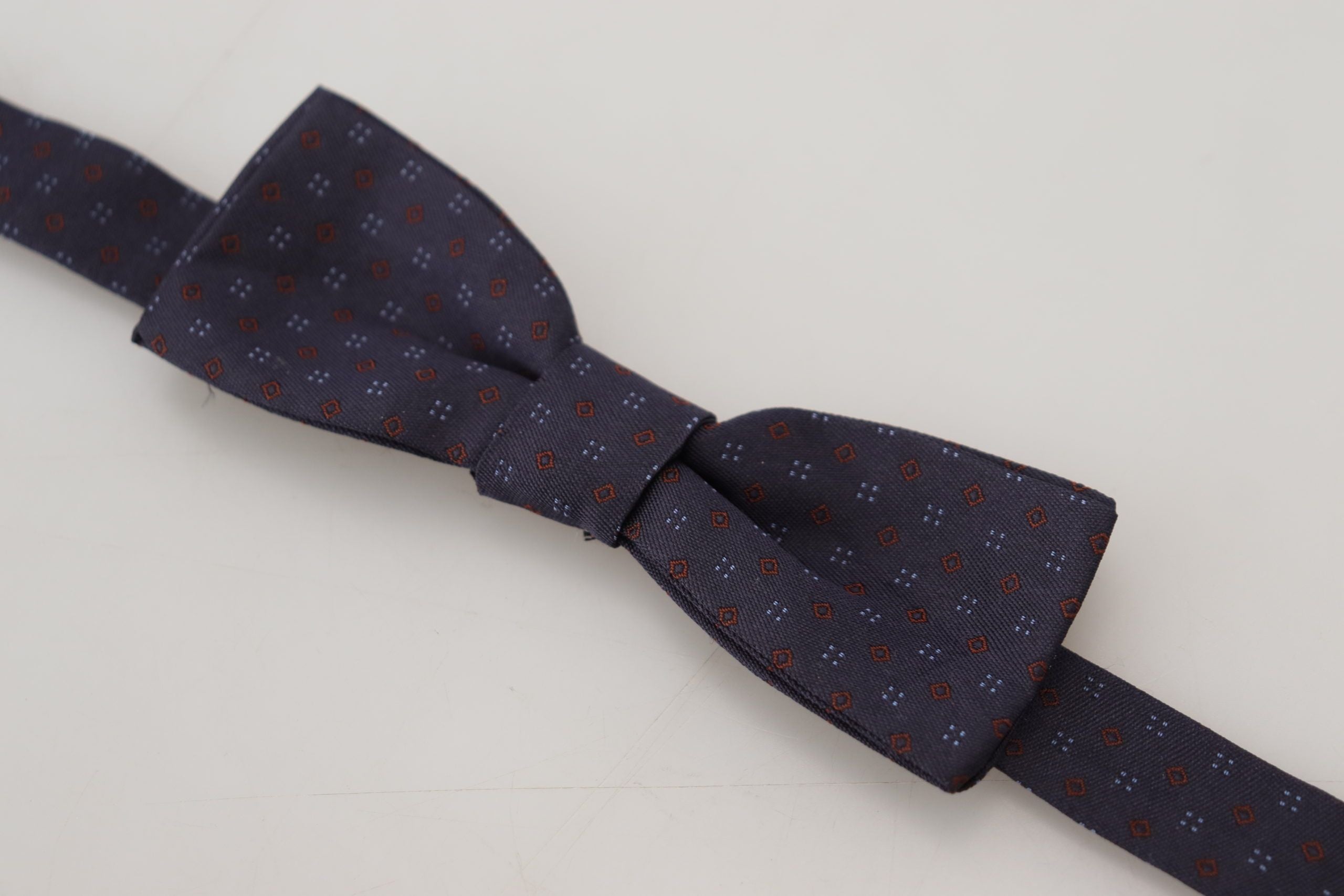 Dolce & Gabbana Blue Pattern Silk Adjustable Neck Papillon Bow Men's Tie