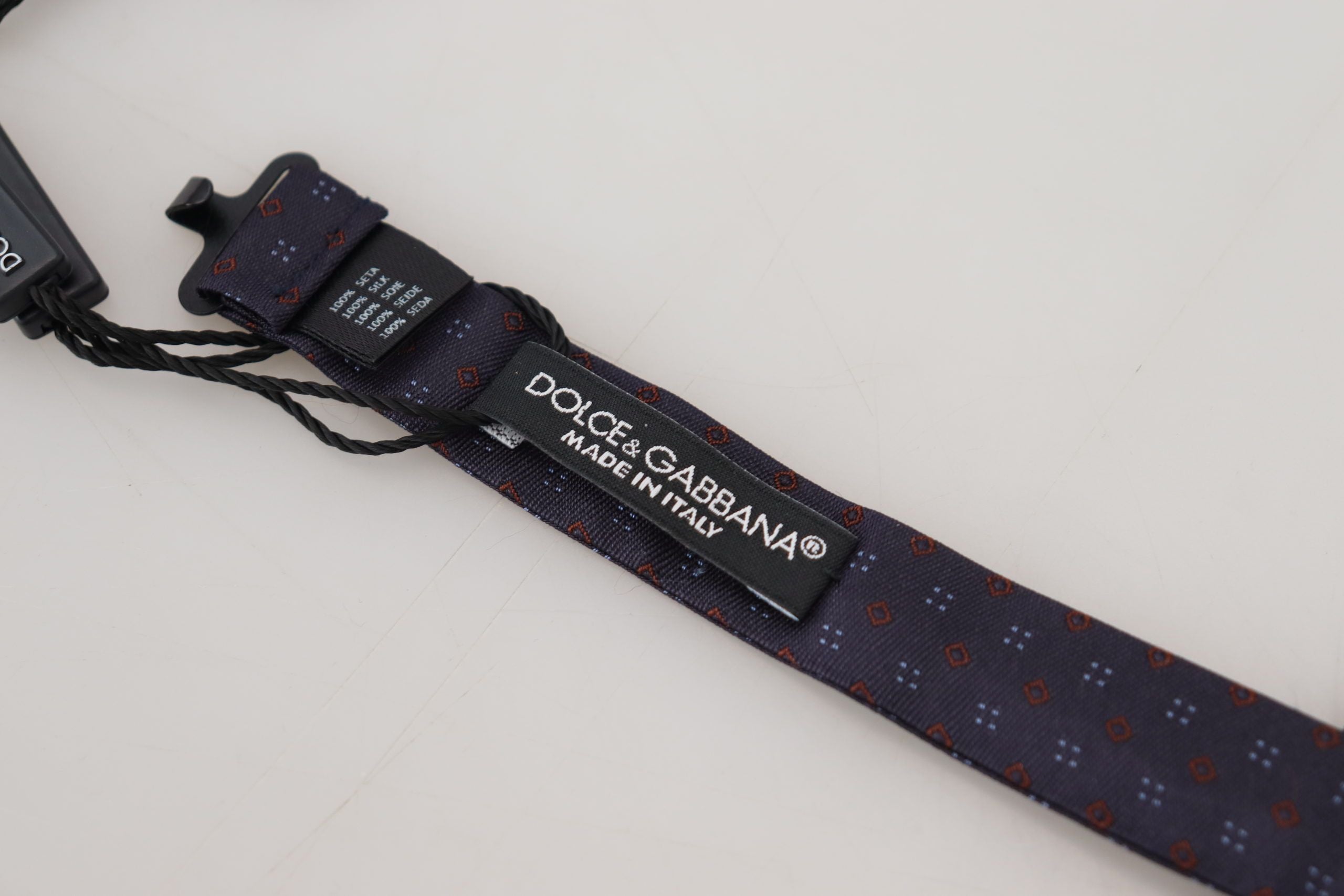 Dolce & Gabbana Blue Pattern Silk Adjustable Neck Papillon Bow Men's Tie