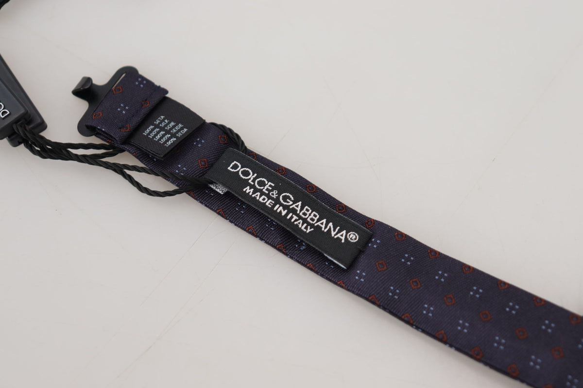 Dolce & Gabbana Blue Pattern Silk Adjustable Neck Papillon Bow Men's Tie