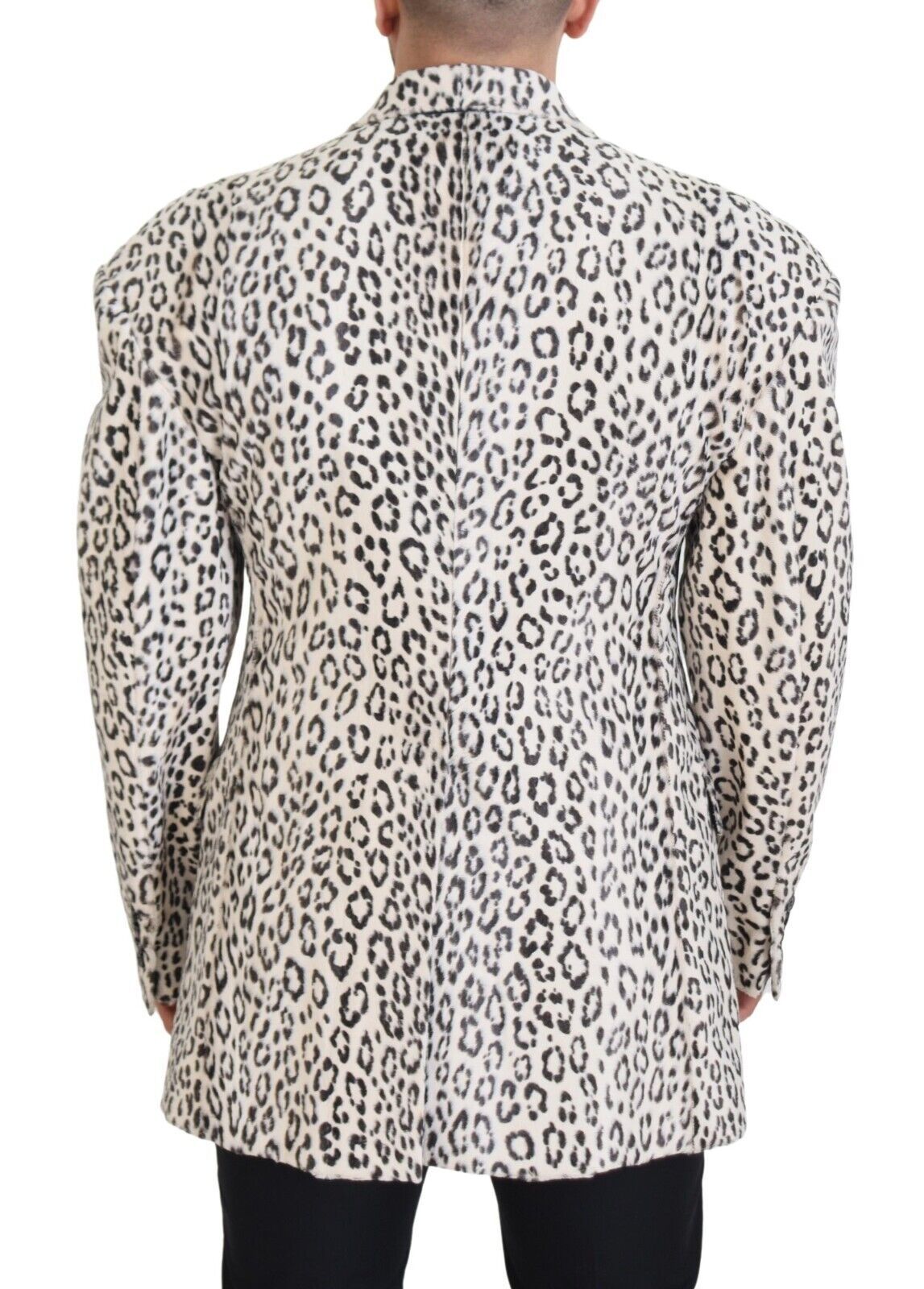 Dolce & Gabbana White Leopard Single Breasted Coat Men's Blazer