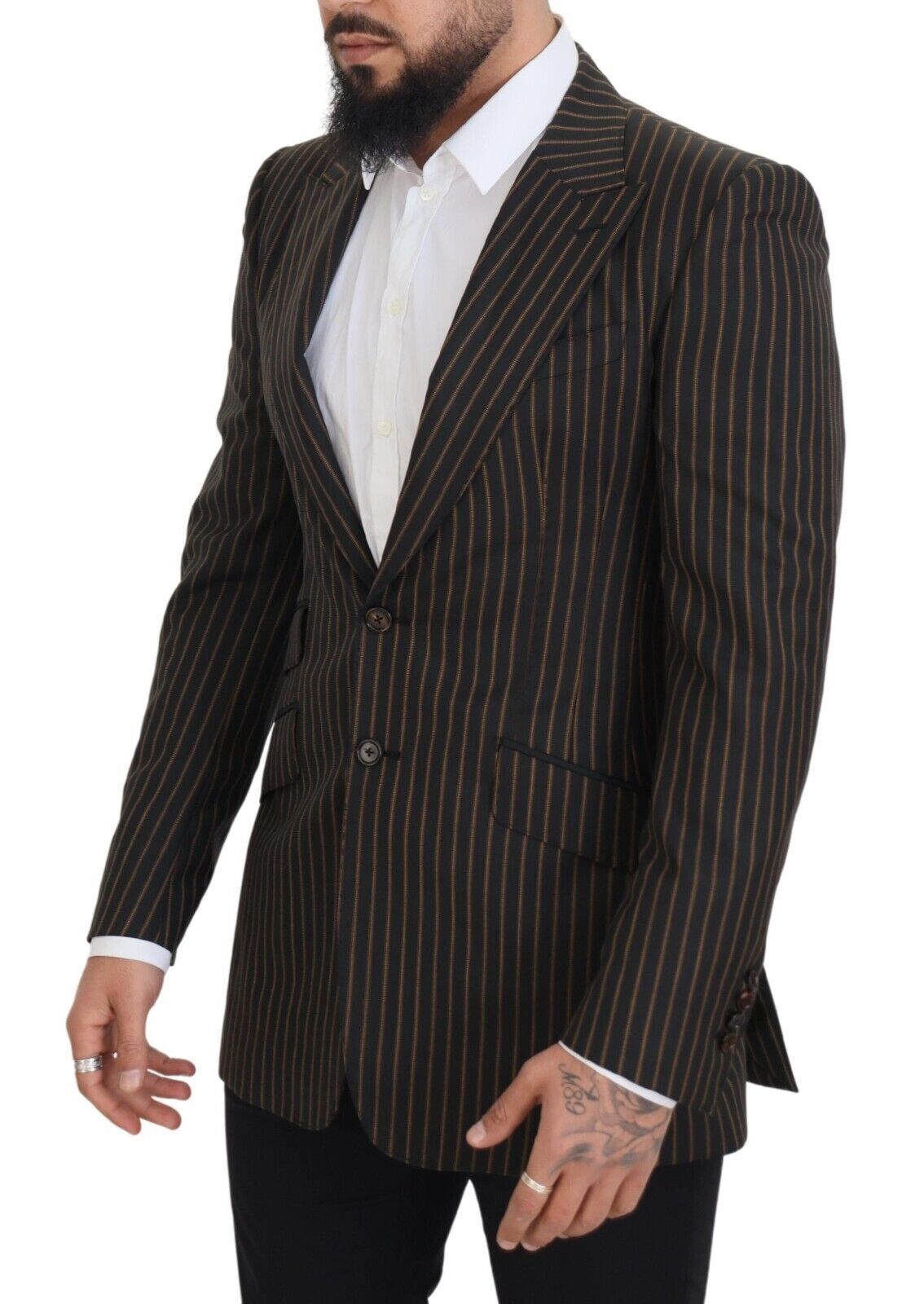 Dolce & Gabbana Dark Gray Stripes Single Breasted Men's Blazer