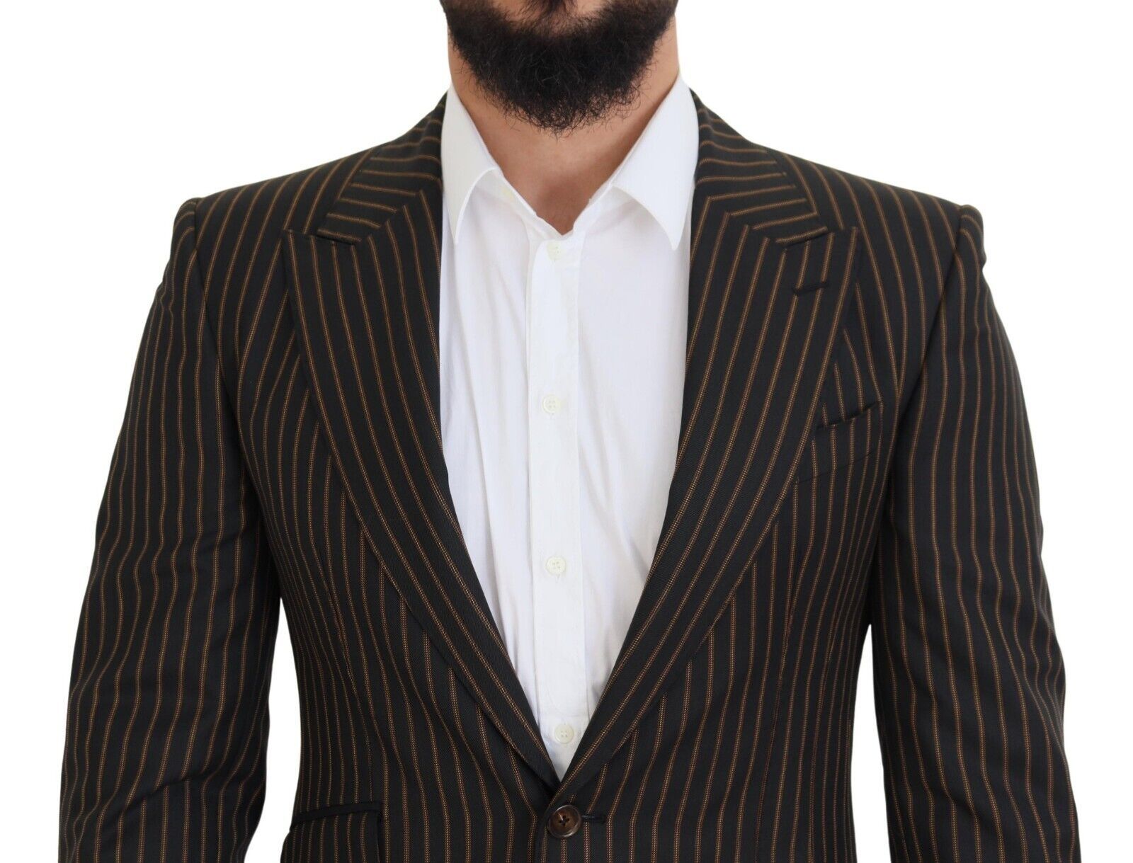 Dolce & Gabbana Black Brown Stripes Single Breasted Men's Blazer