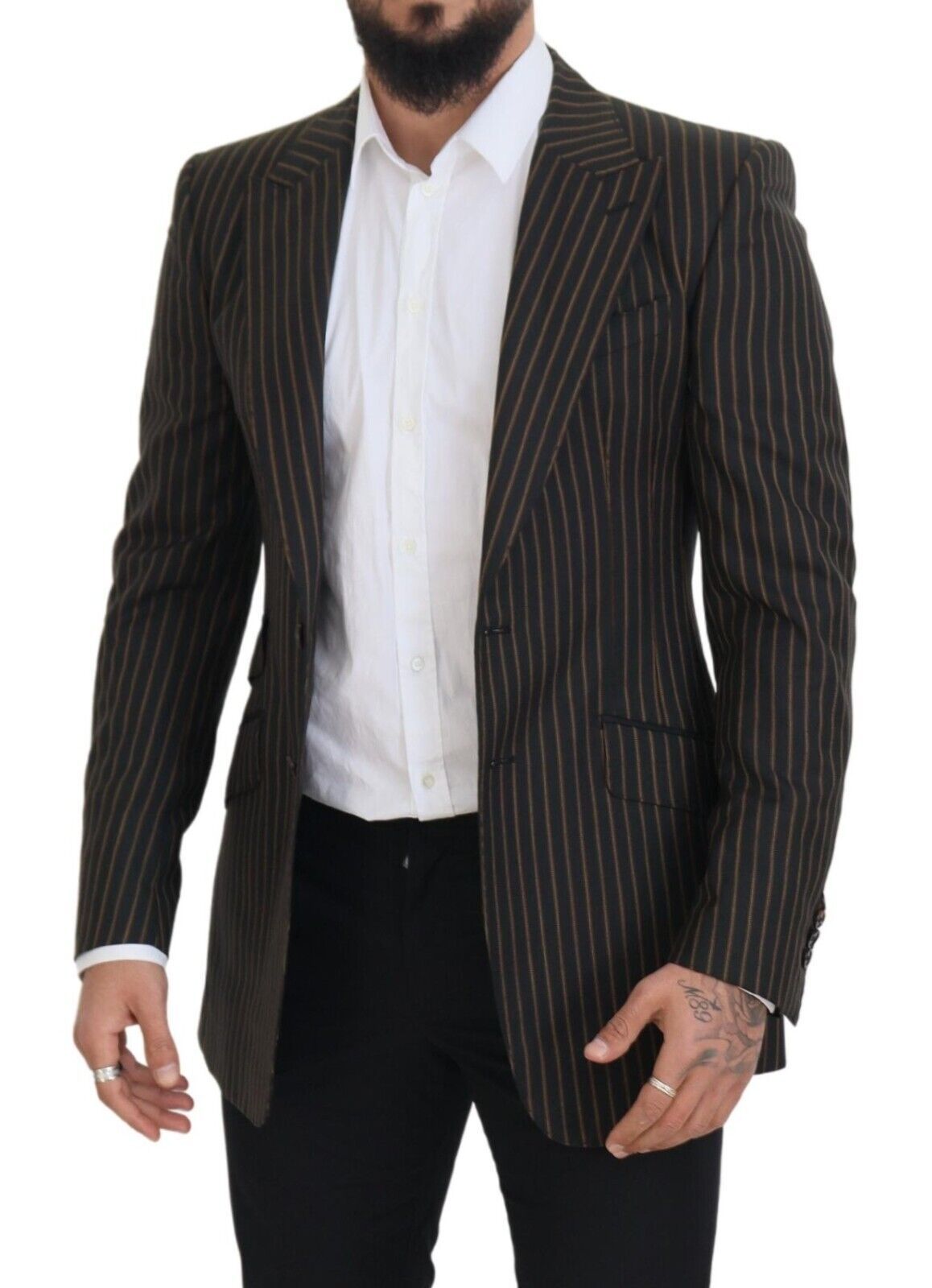 Dolce & Gabbana Dark Gray Stripes Single Breasted Men's Blazer