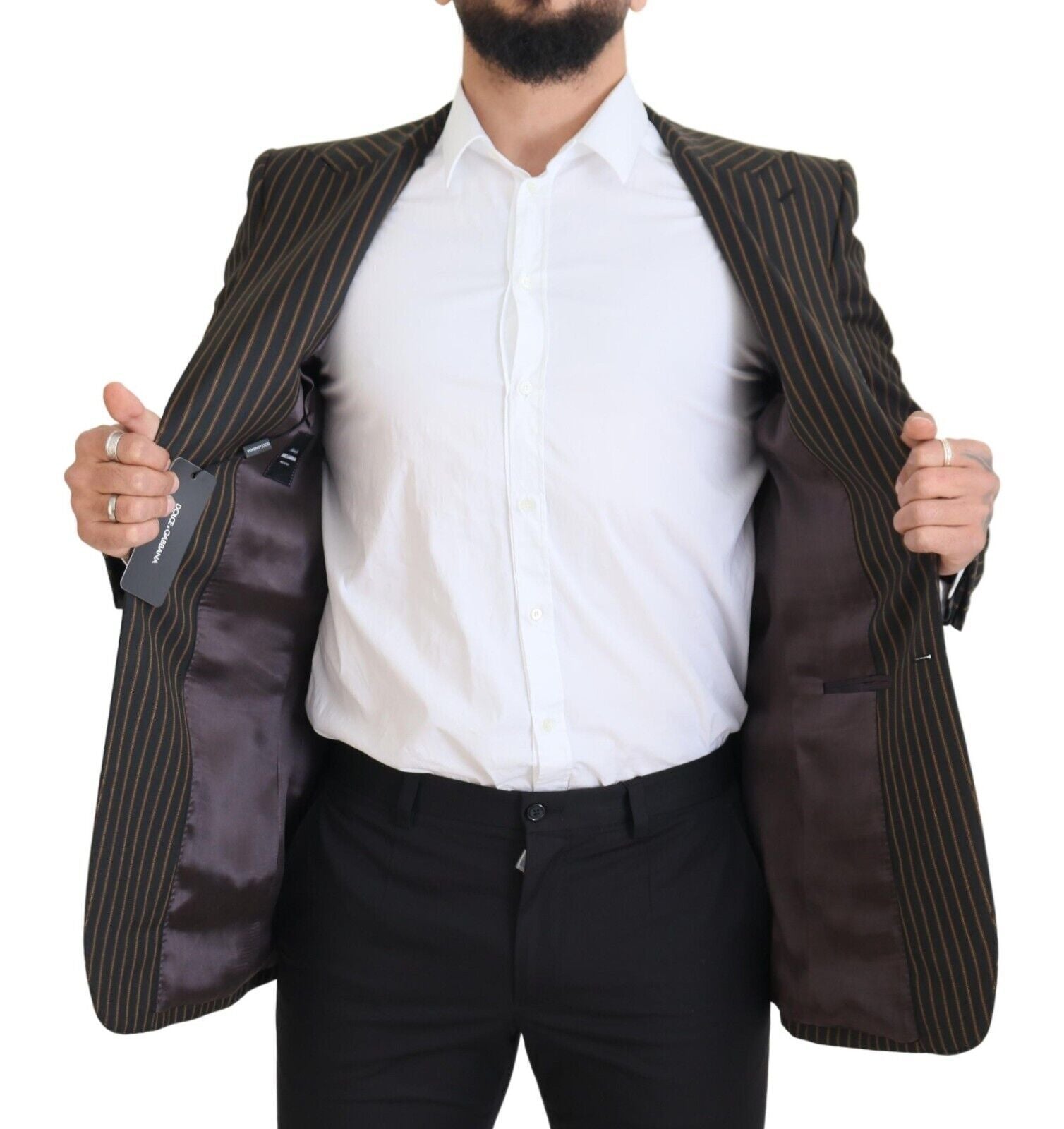 Dolce & Gabbana Dark Gray Stripes Single Breasted Men's Blazer